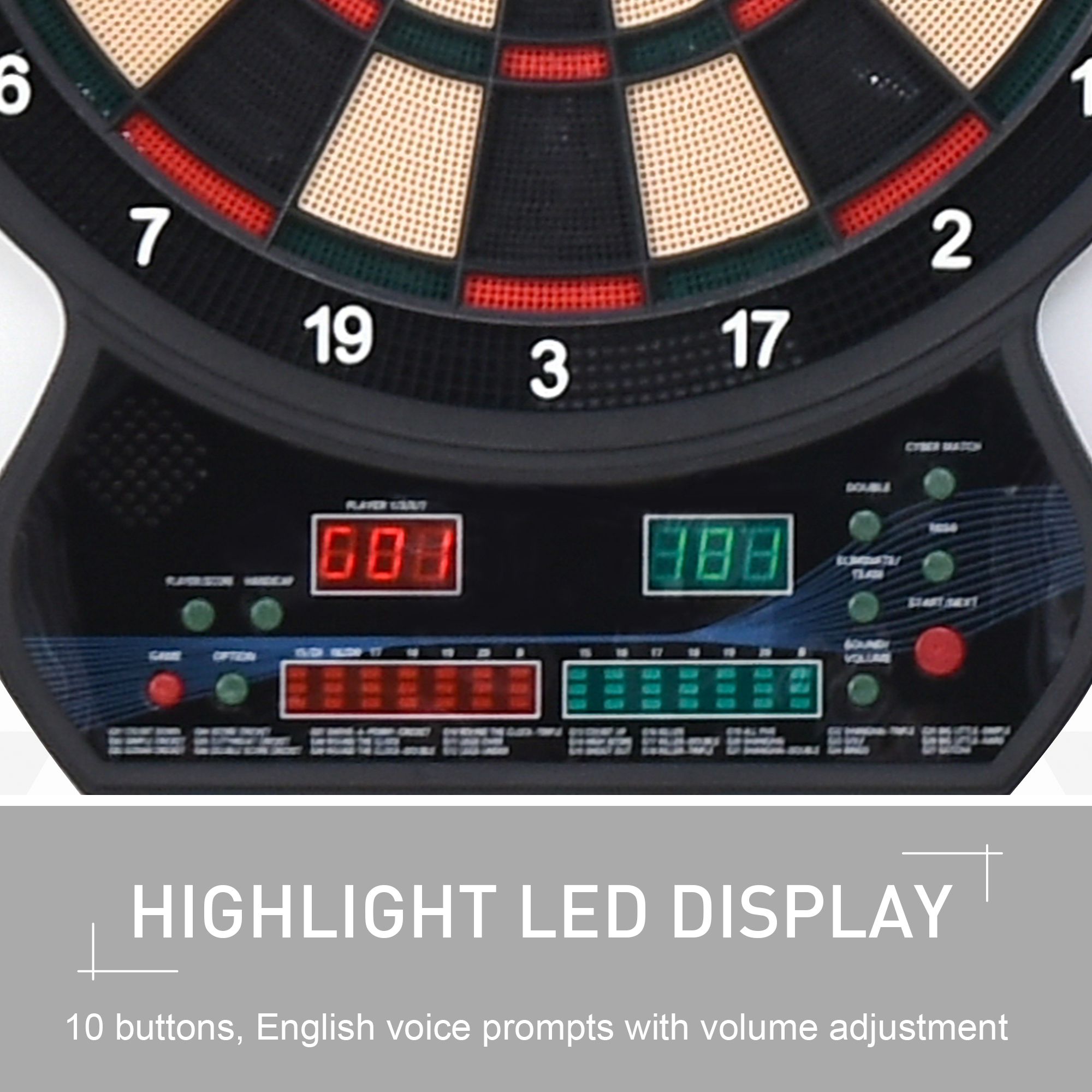 Electronic Hanging Dartboard LED Digital Score Set 27 Games And 202 Variations — image 3