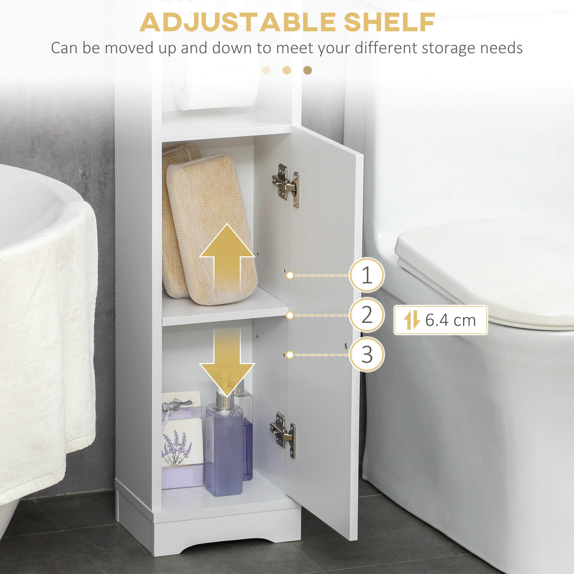 Multi-Storage Narrow Bathroom Cabinet-White — image 4