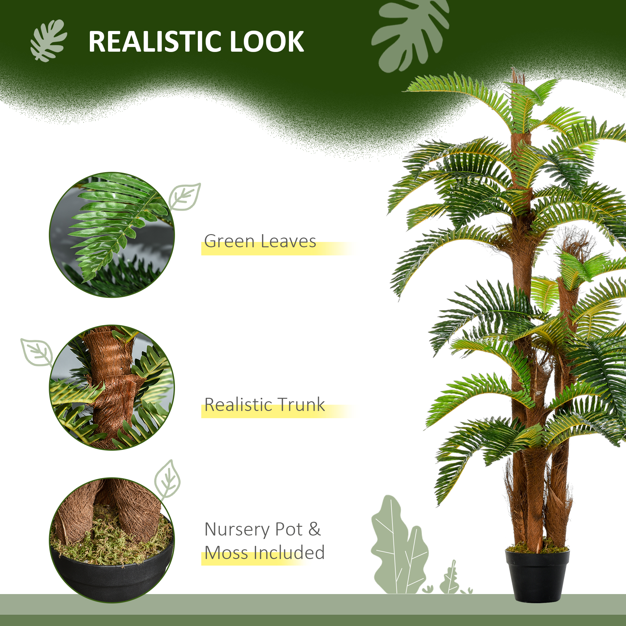 Artificial Plant Tropical Fern In Pot,Fake Plants For Home Indoor — image 5