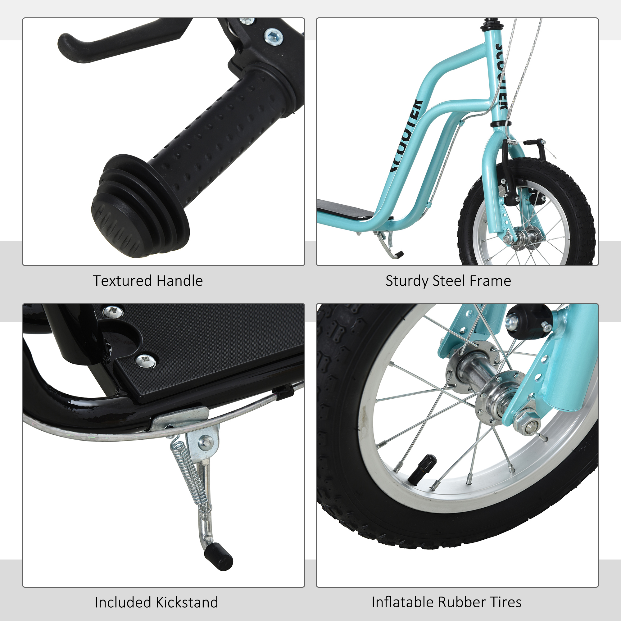 Stunt Scooter,Kids Scooter,12'' Rubber Tyre Kick Scooter With Adjustable — image 3