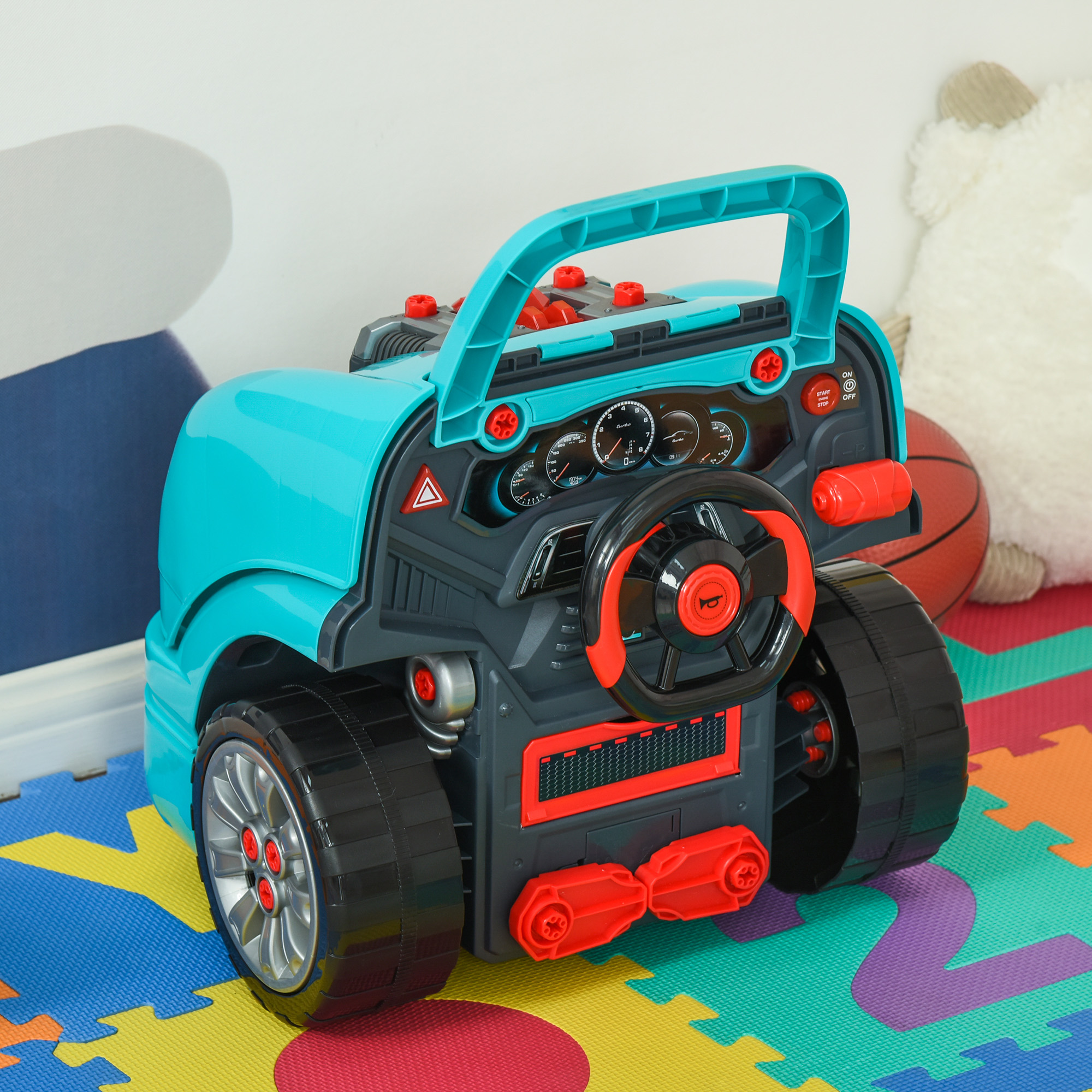 Kids Truck Engine Toy Set,with Horn,Light,Car Key,for Ages 3-5 Years-Teal — image 5