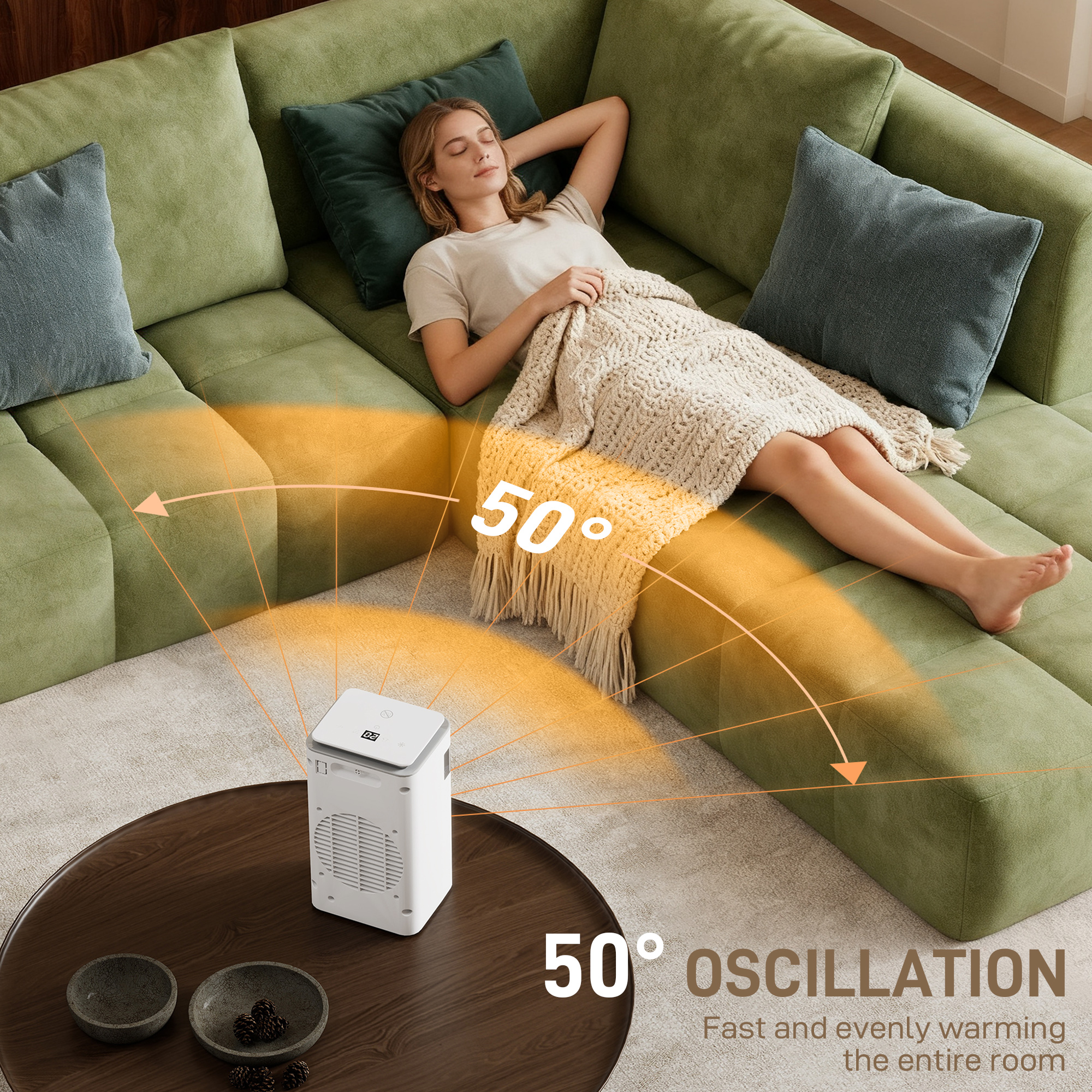 Ceramic Electric Heater,1500W Fan Space Heater With 3 Modes,24H Timer,Flame — image 3