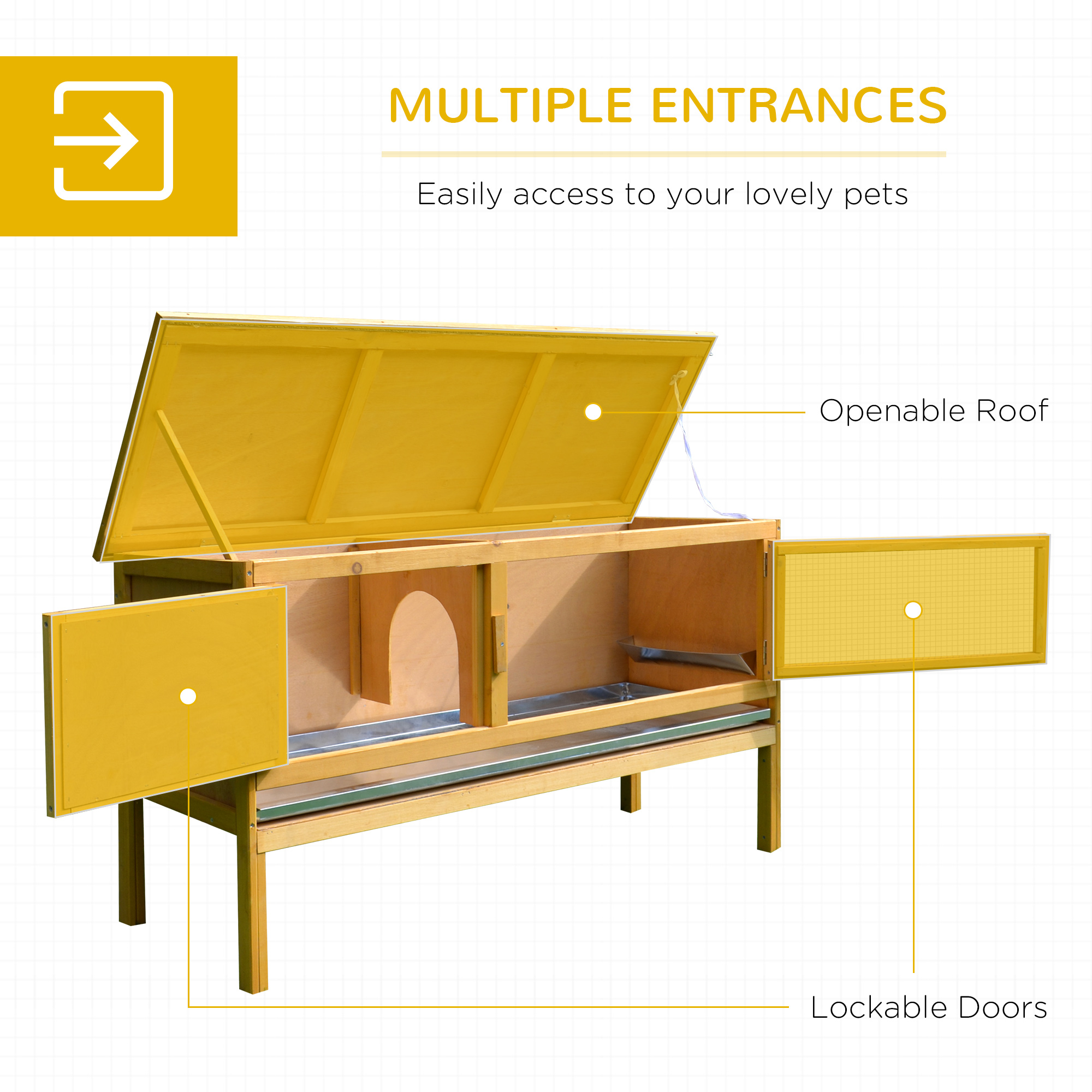 Rabbit Hutch Outdoor Guinea Pig Hutch House Small Animal Bunny Cage W/ Openable Roof,115 X 44 X 65 Cm detail photo 7