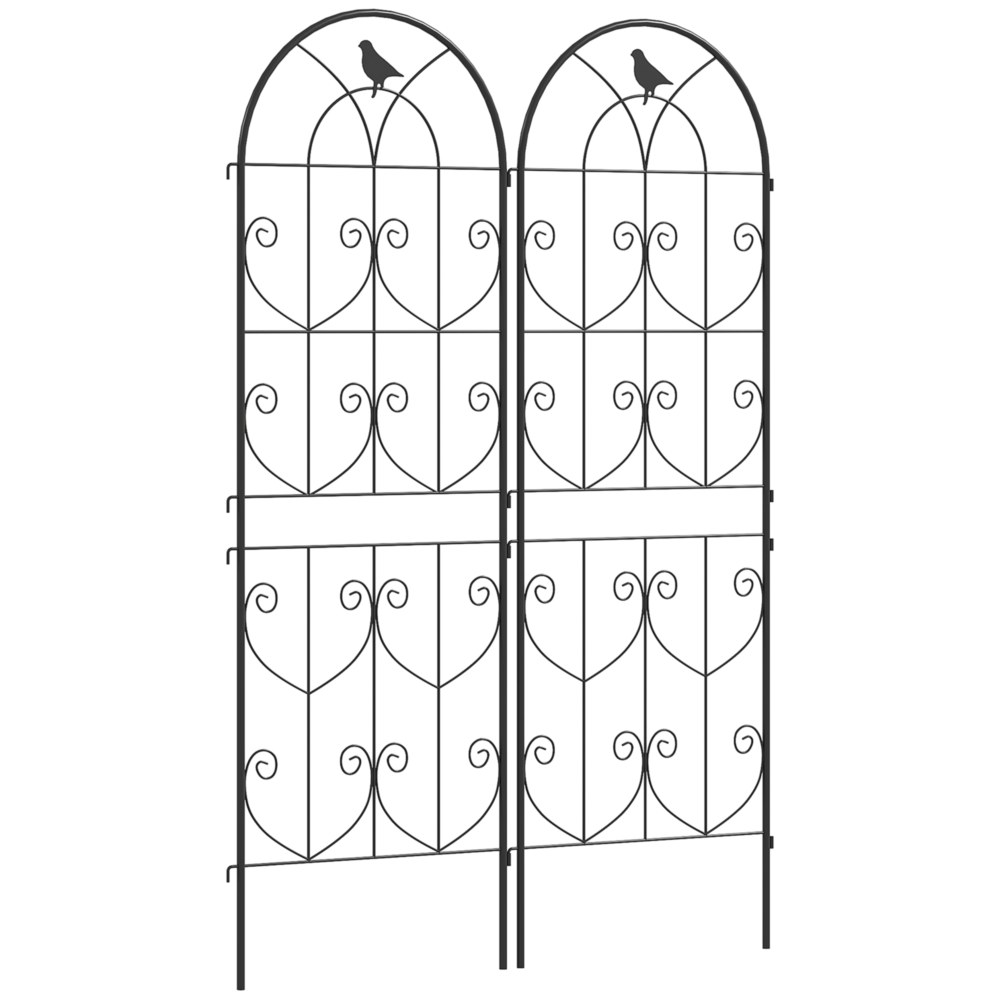 Set Of 2 Garden Trellis,Metal Fence Panels For Climbing