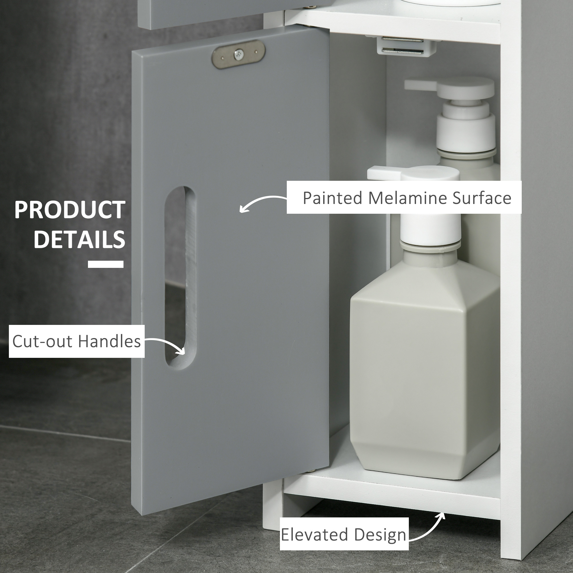 Modern Bathroom Storage Cabinet,Freestanding Tall Cabinet With Open Shelves — image 5