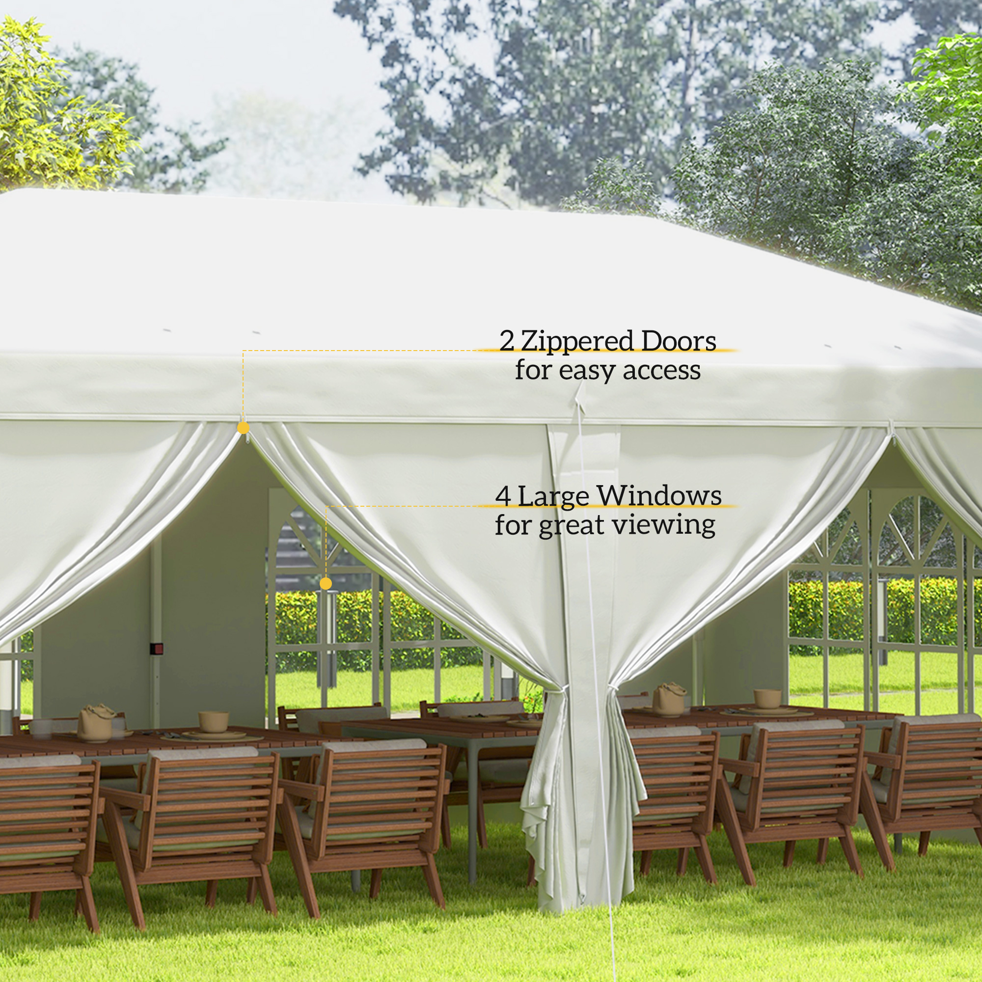 3x6m Pop-Up Gazebo,with Curtain Walls And Windows,White — image 5