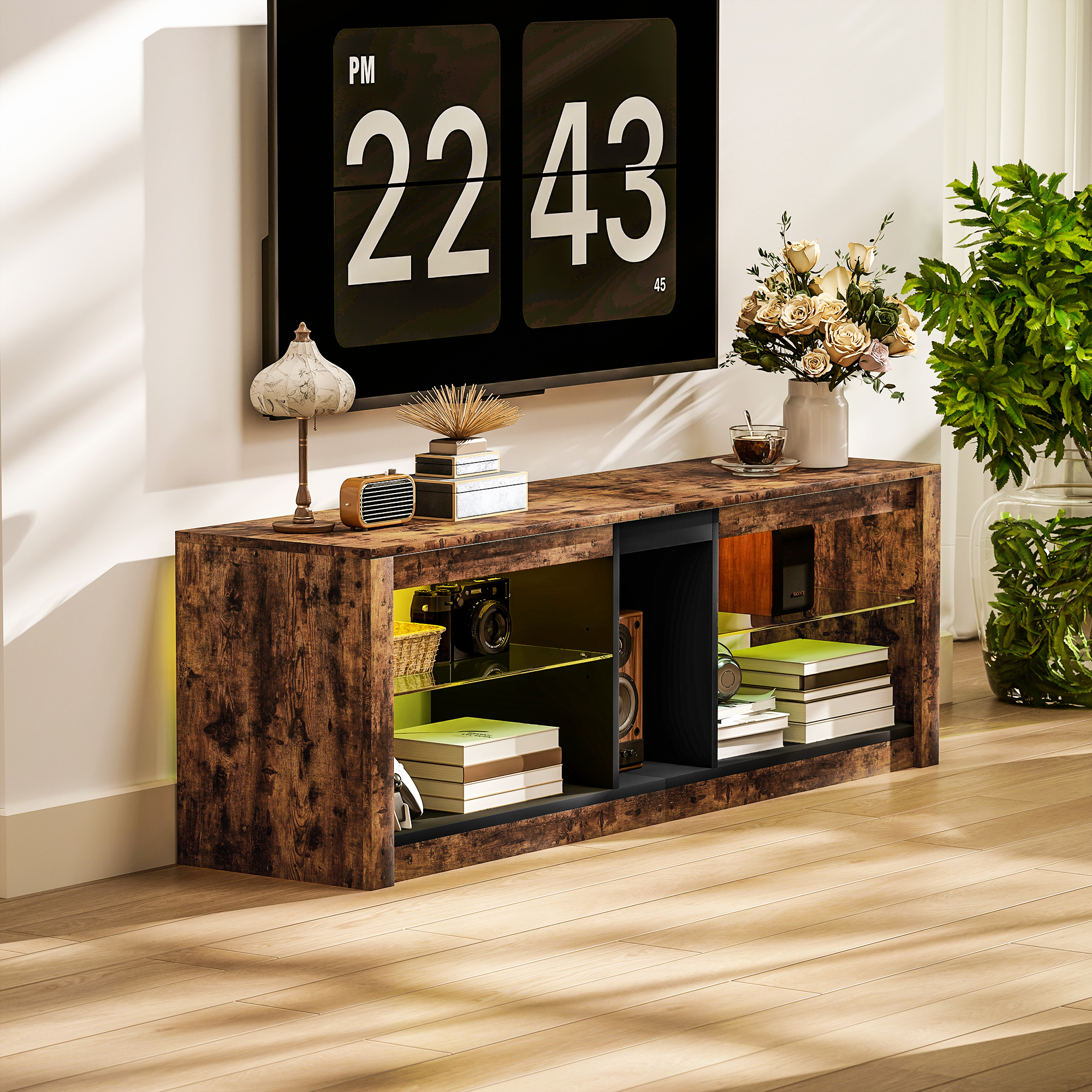 TV Stand Cabinet With LED Lights And Remote Control For TVs Up — image 2