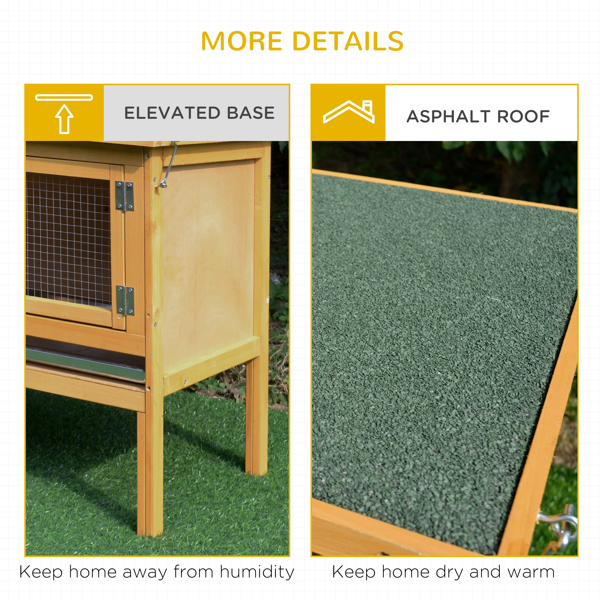 Rabbit Hutch Outdoor Guinea Pig Hutch House Small Animal Bunny Cage W/ Openable Roof,115 X 44 X 65 Cm detail photo 10