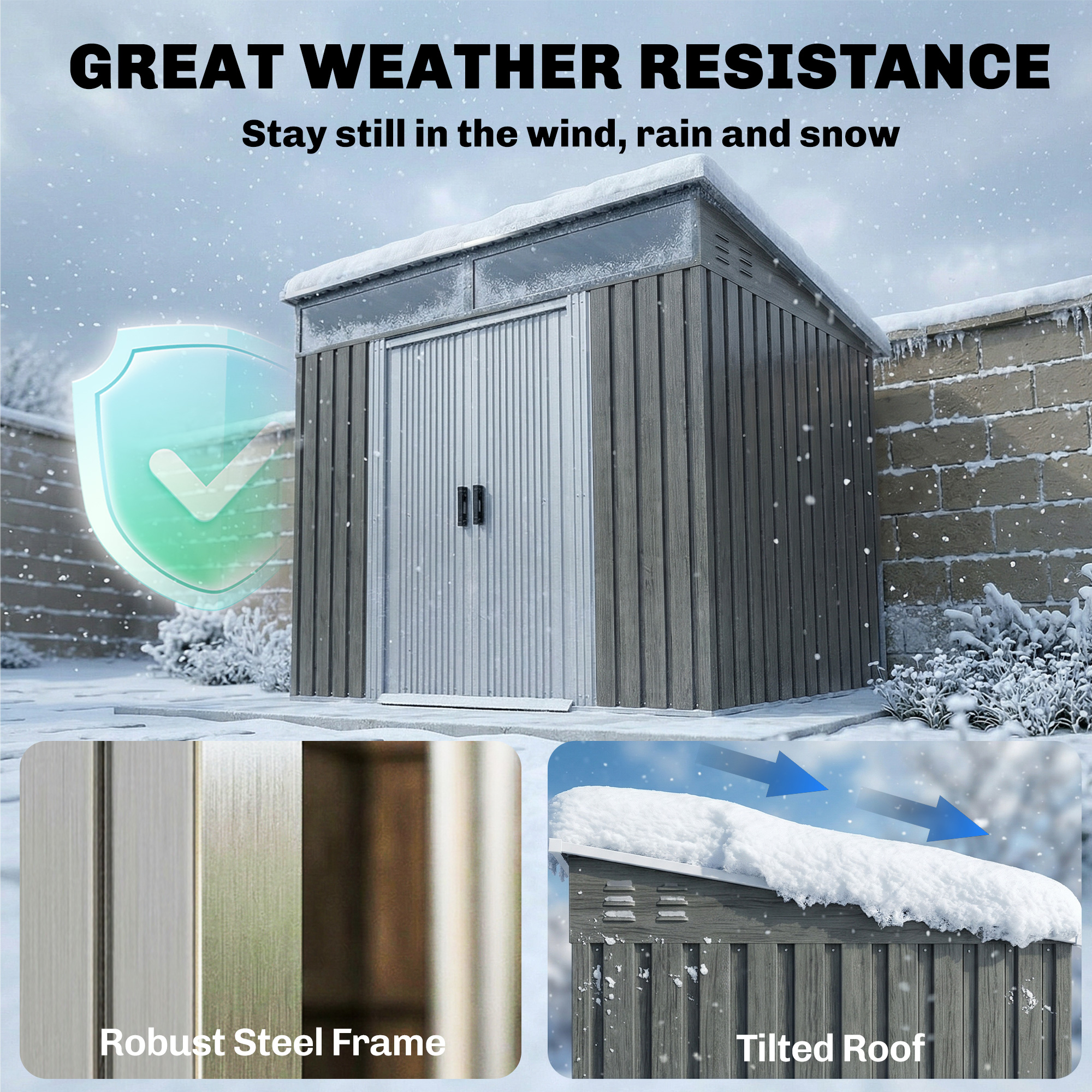 6.5 X 4FT Galvanised Metal Shed With Foundation