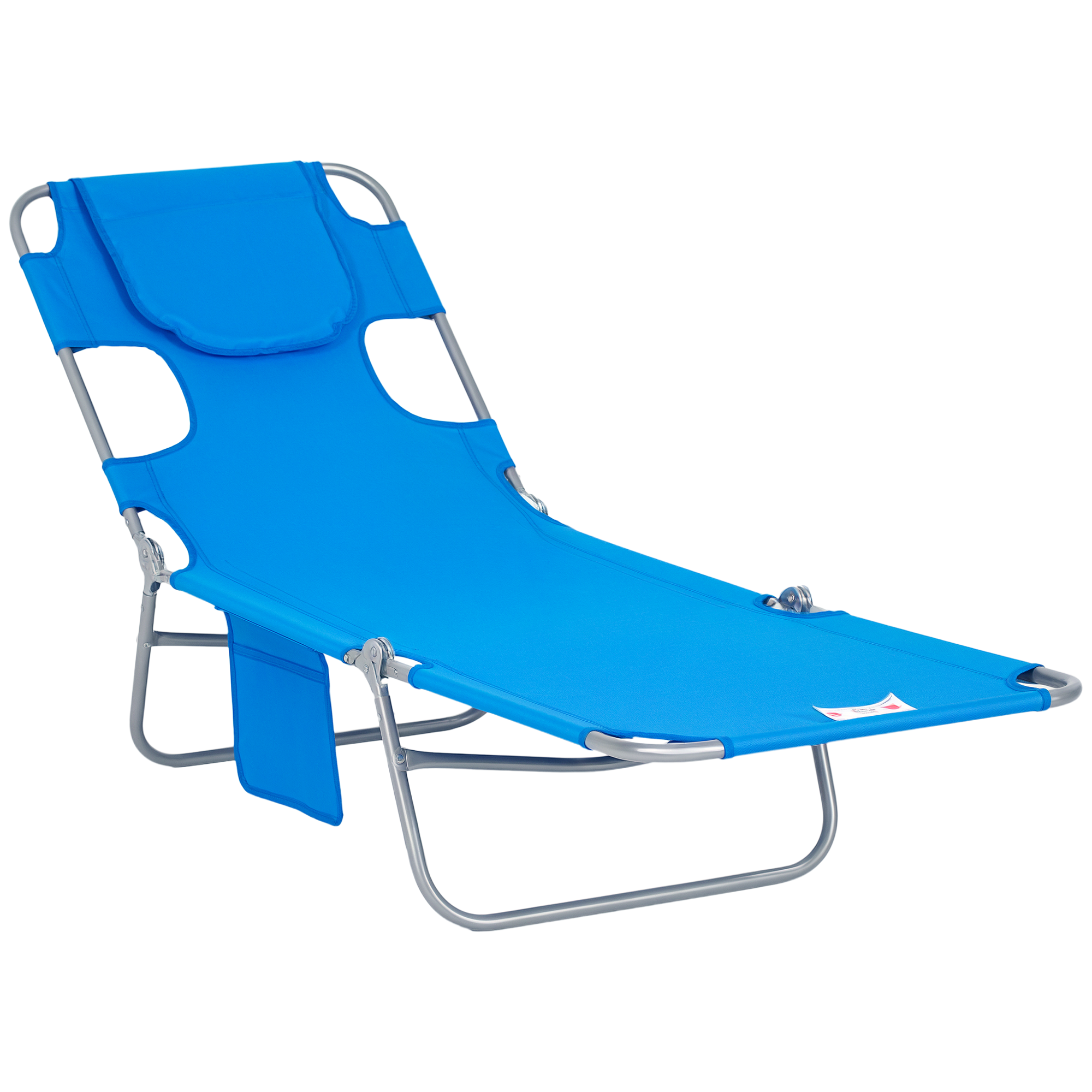 Foldable Sun Lounger With Reading Hole-Blue — image 2