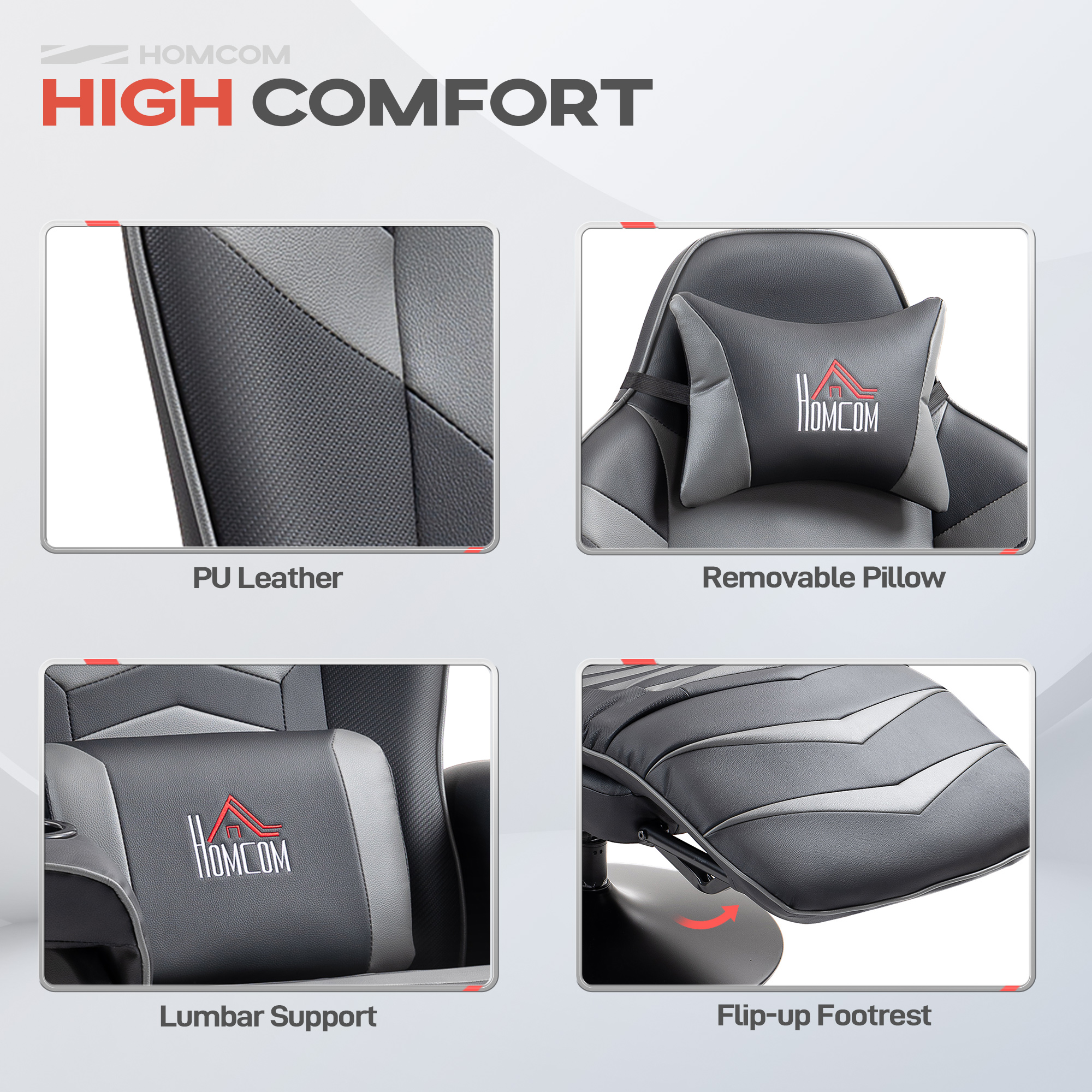 Massage Gaming Chair,Swivel Racing Video Recliner With Retractable — image 4