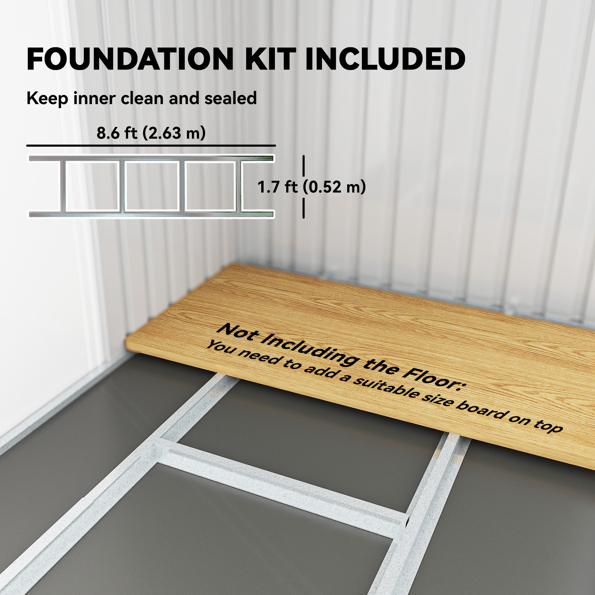 4 X 9ft Metal Shed,with Foundation Shed-Brown — image 3