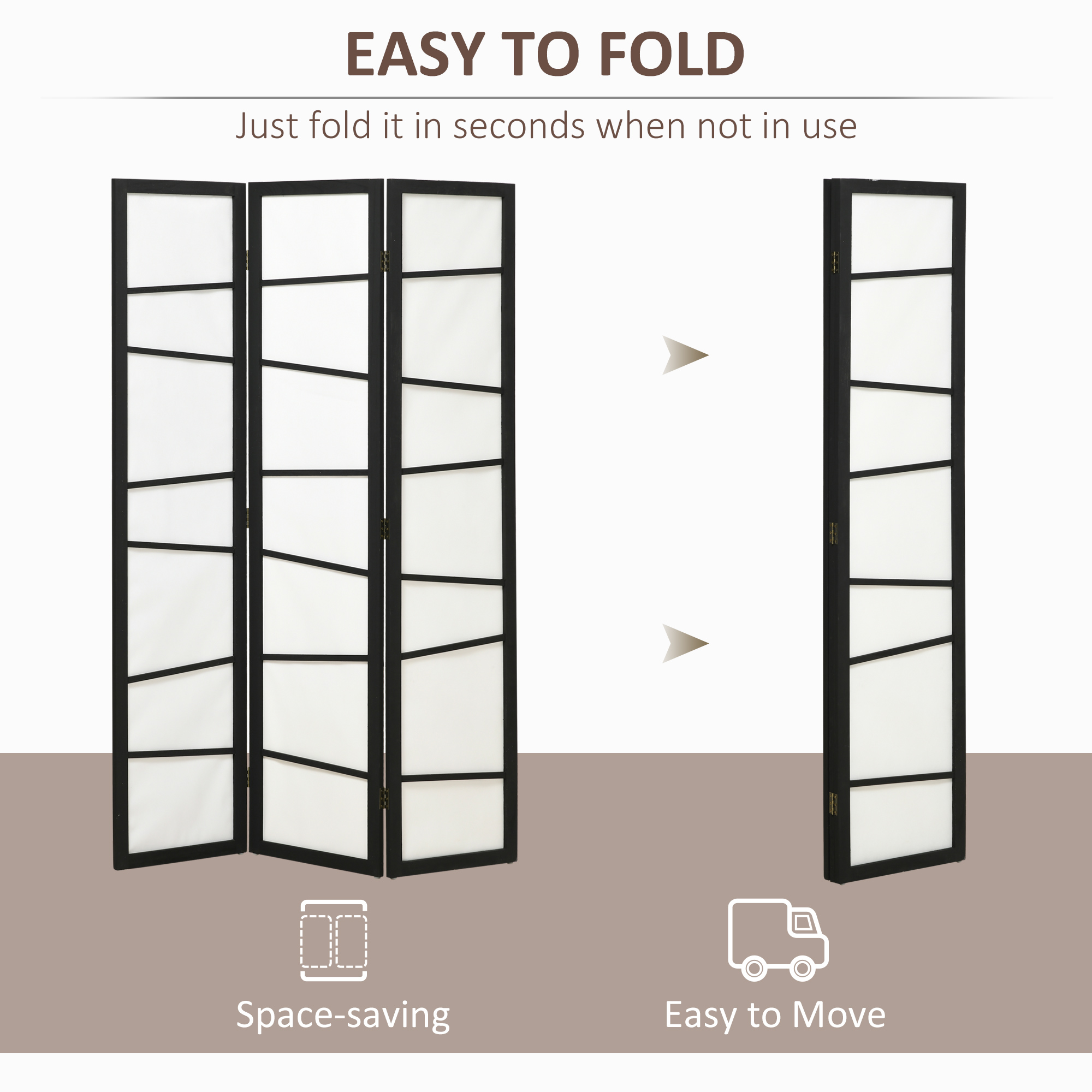 Wooden Folding Privacy Screen,3 Panel Room Divider For Bedroom,White — image 3