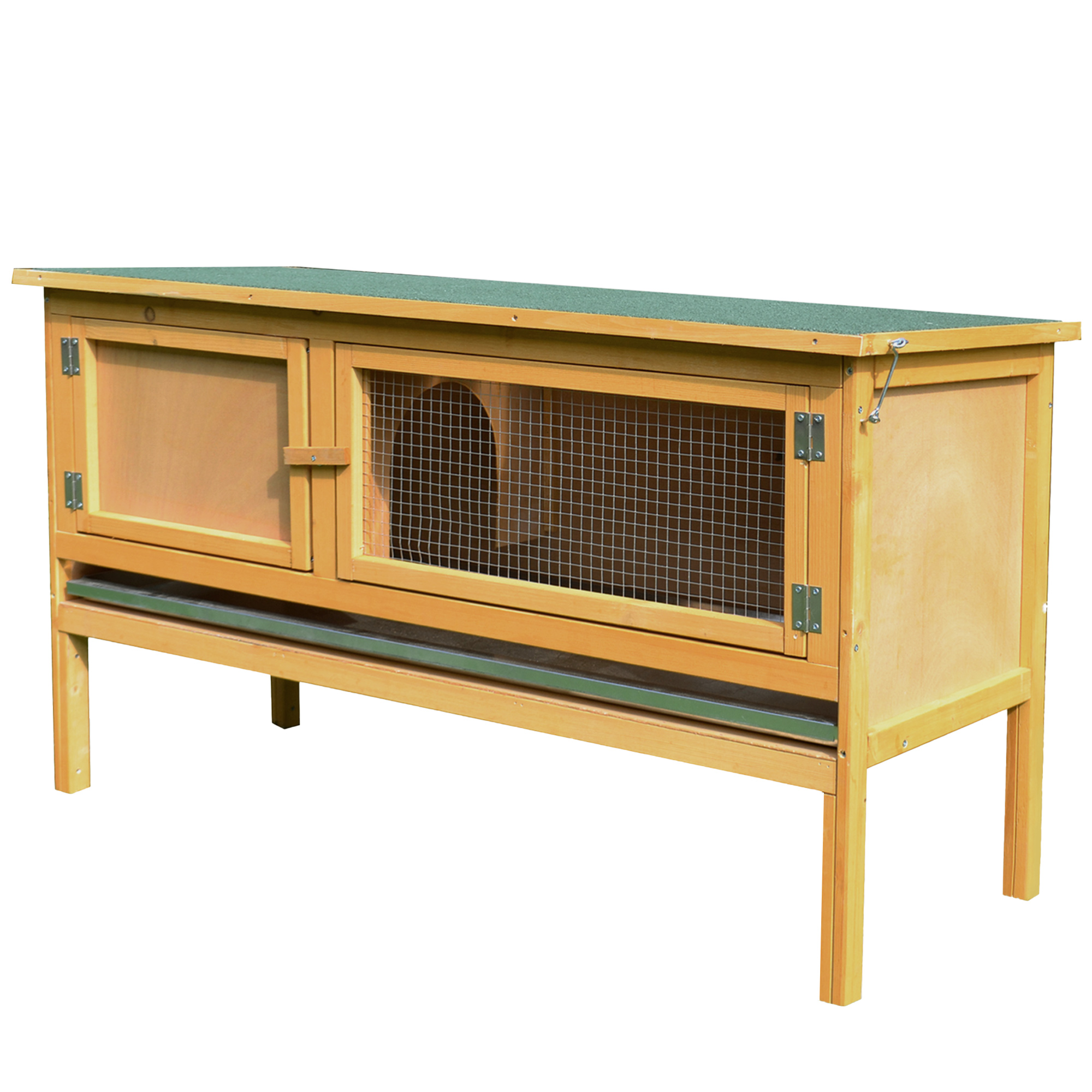 Rabbit Hutch Outdoor Guinea Pig House Small Animal Bunny Cage W/ Openable — image 2
