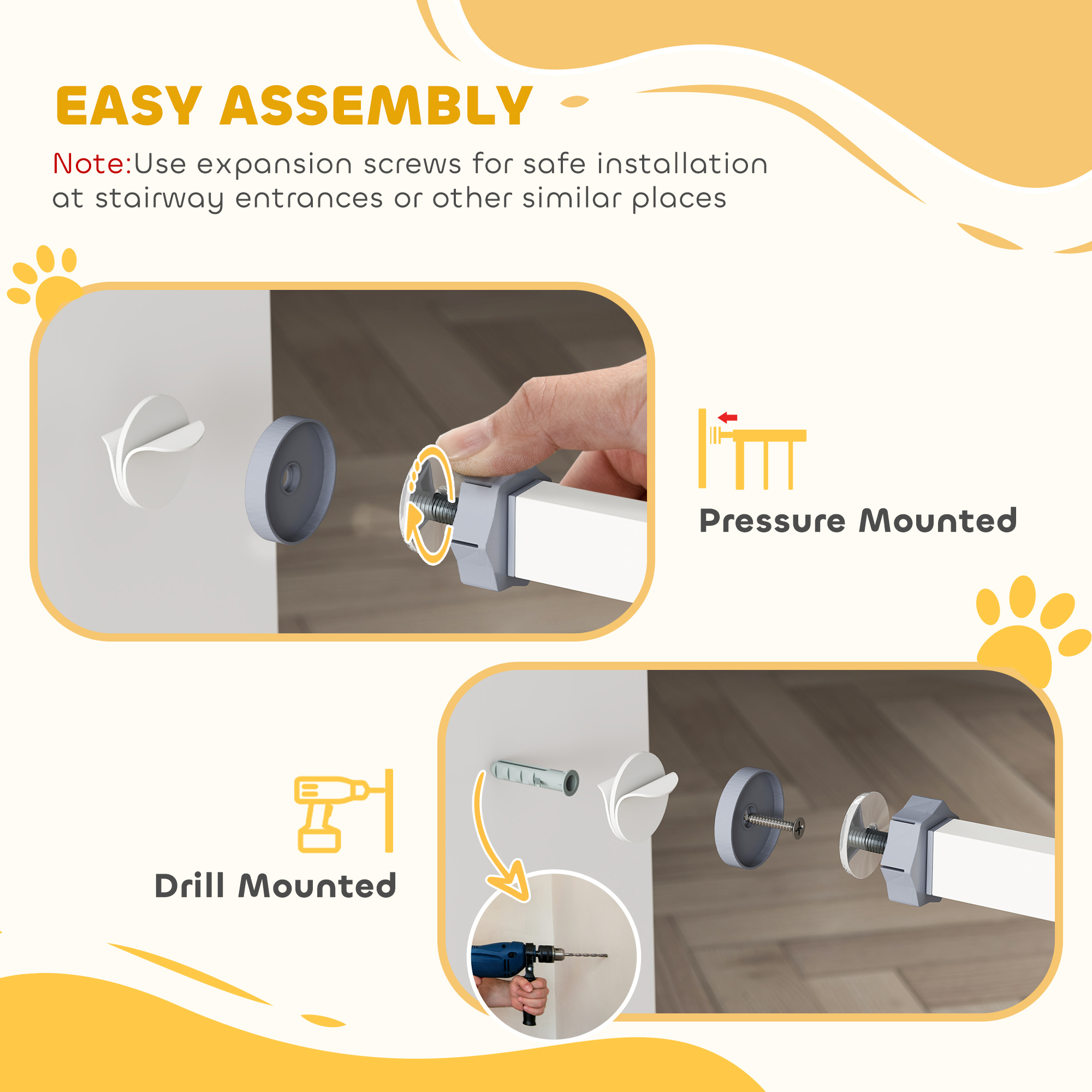 Pressure Fit Stair Gate Dog W/ Auto Closing Door,Double Locking,Easy — image 3