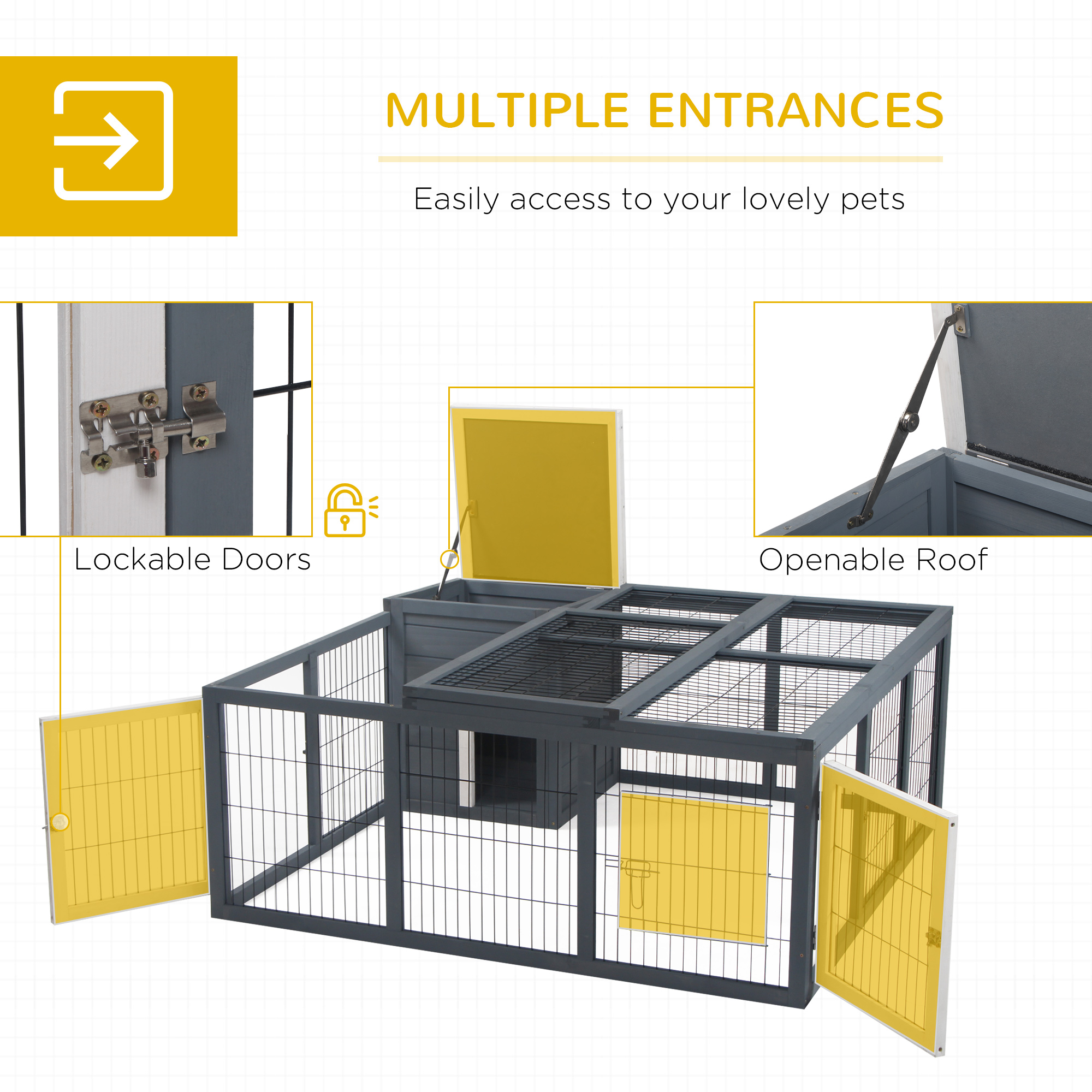Rabbit Hutch Outdoor,Guinea Pig House,Bunny Run Cage With Openable Top For 1-2 — image 5