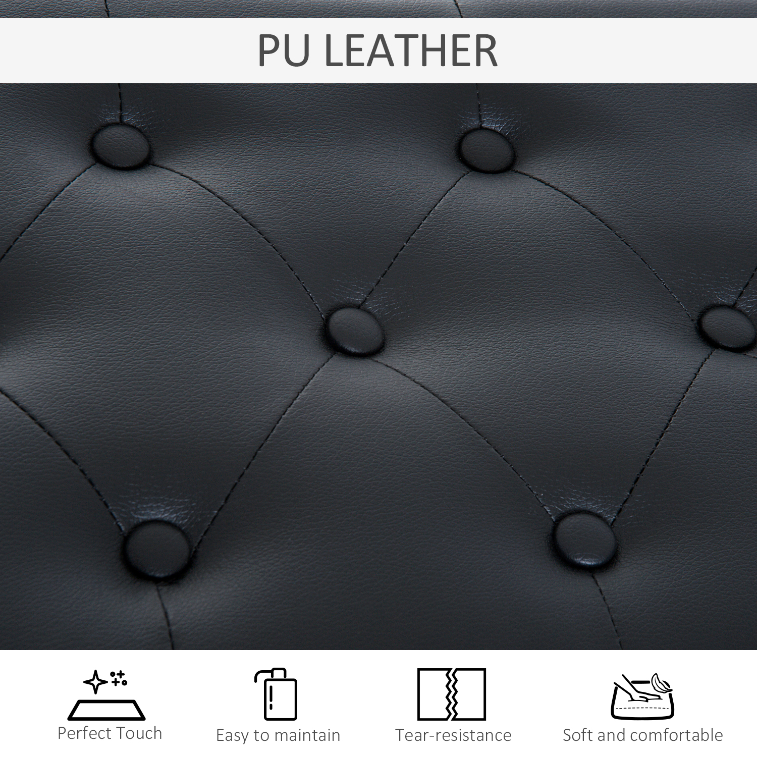 PU Leather Upholstered Piano Stool Makeup Bench Dressing Table Seat — image 5