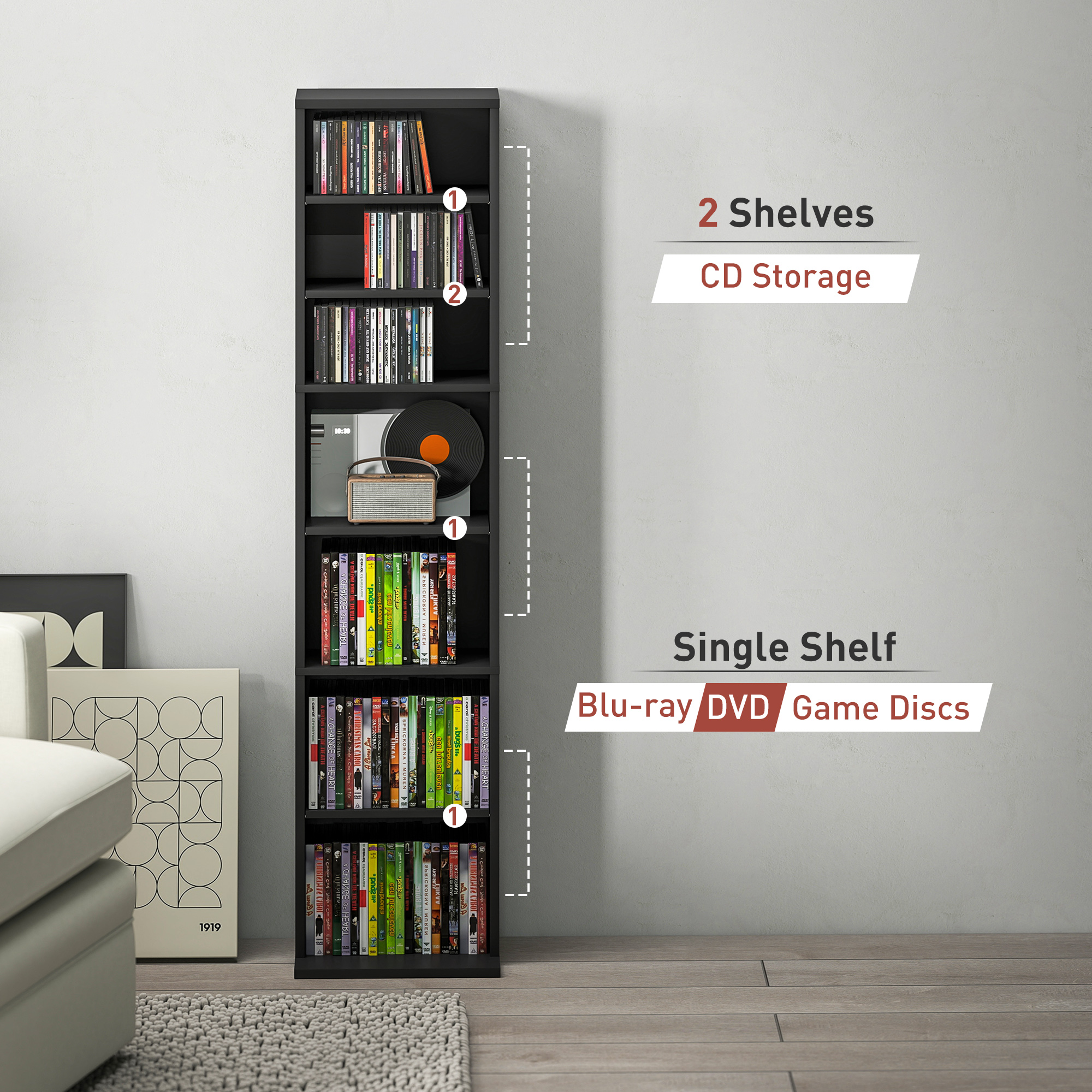 260 Narrow CD Storage Unit-Black — image 4