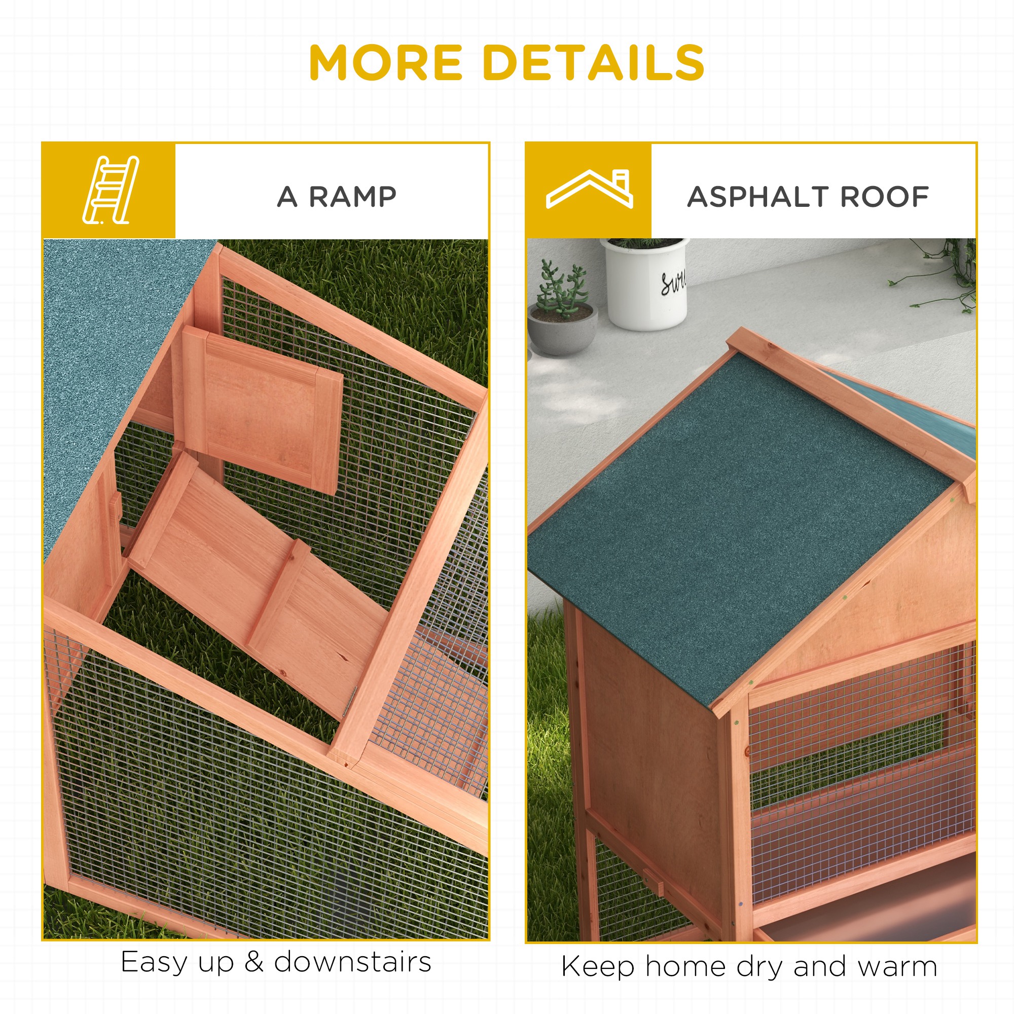 2 Tier Rabbit Hutch Outdoor,Guinea Pig Hutch,Solid Wood Bunny House,Water — image 4