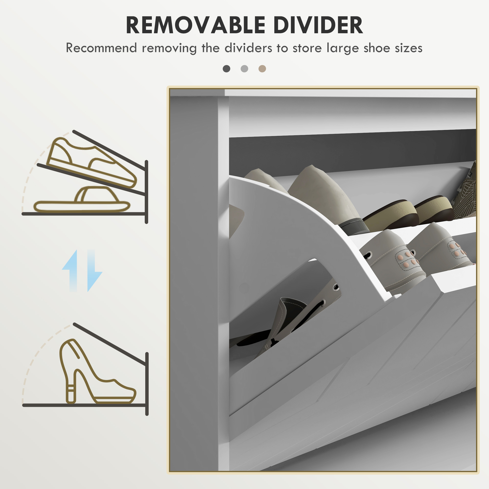 10-Shoe Storage Bench,with Padded Top Seat-White/Grey — image 3