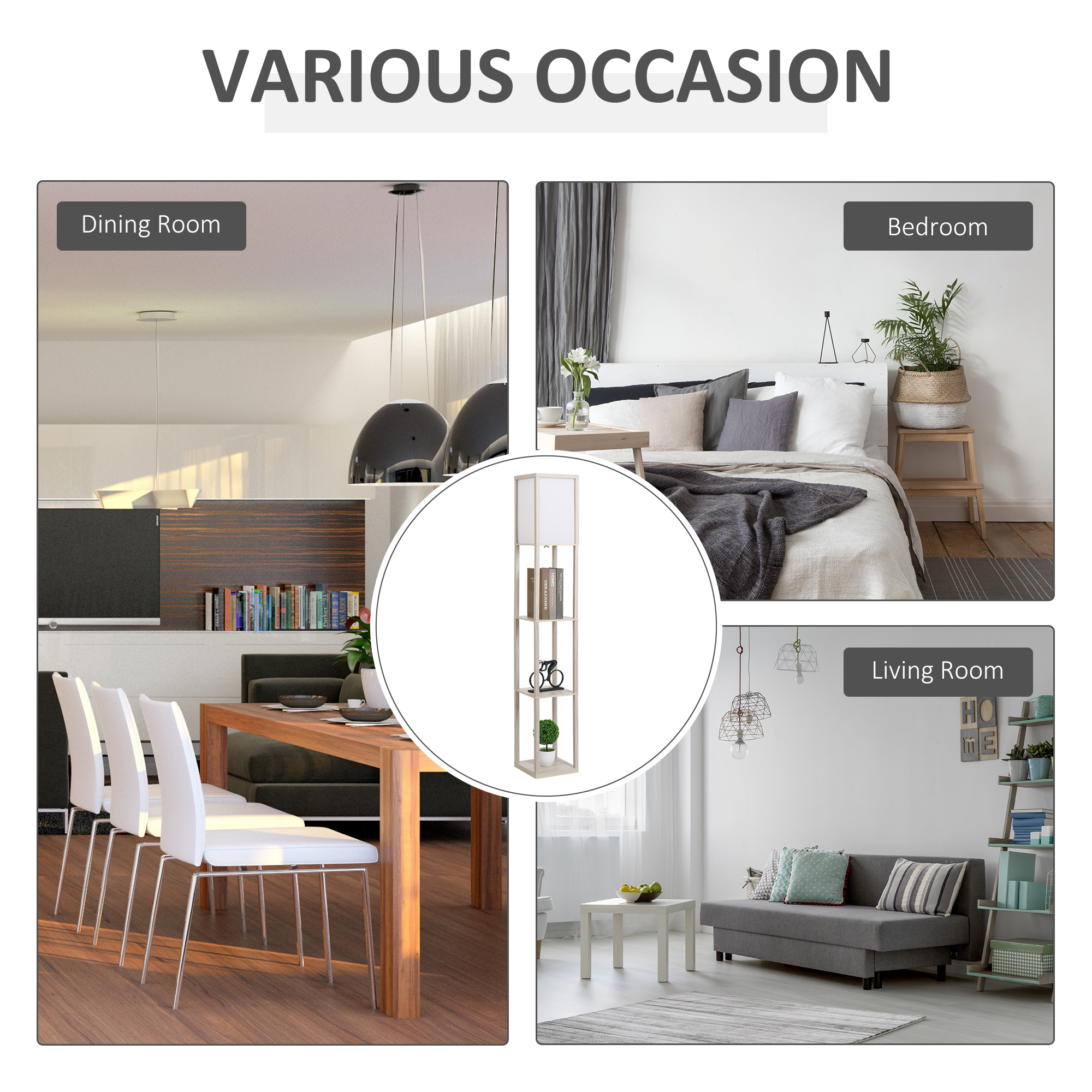 3-Tier Floor Lamp,Floor Light With Storage Shelf,Reading Standing Lamp Acrylic — image 3