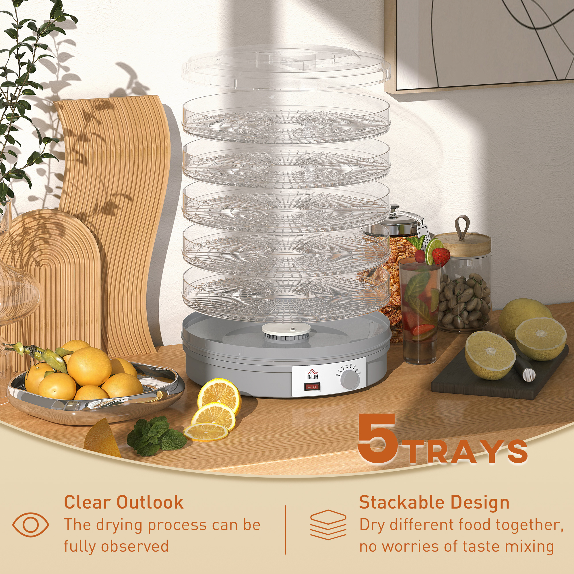 5 Tier Food Dehydrator,245W Dryer Machine With Adjustable Temperature Control — image 4