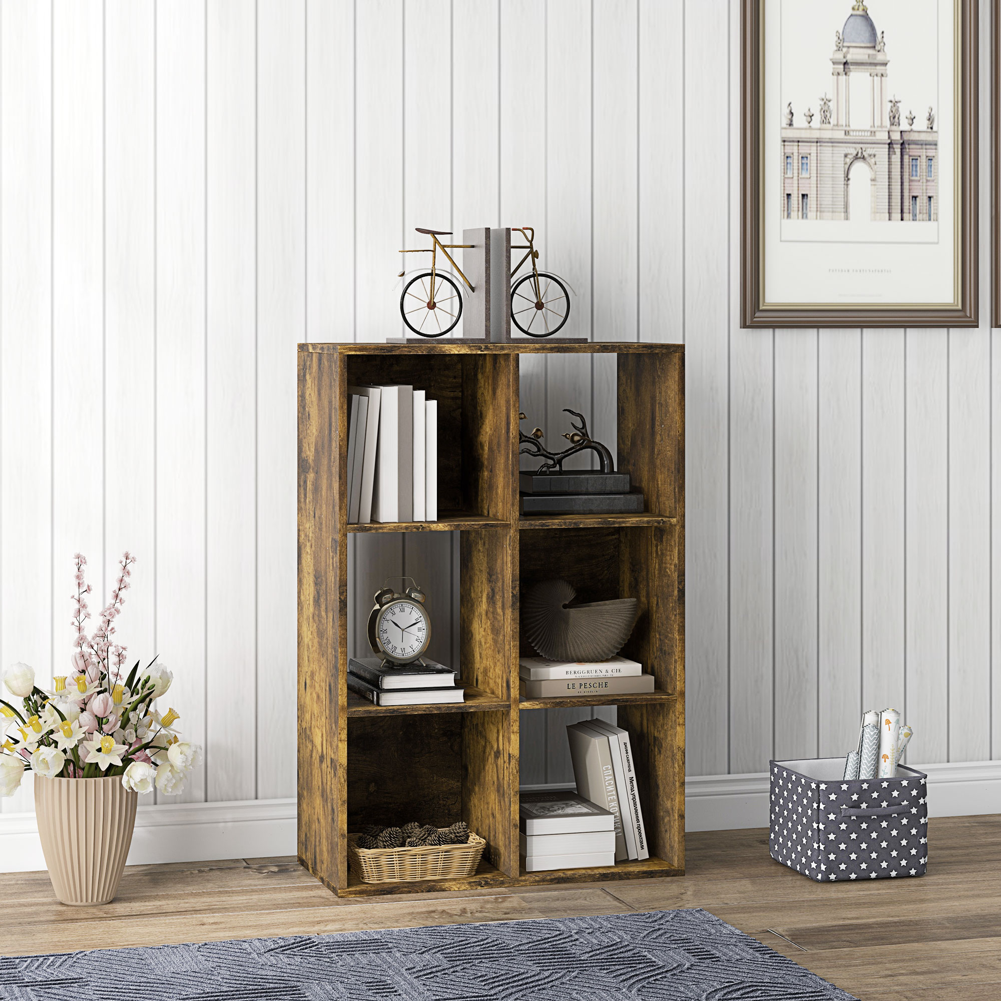 6-Cube Bookshelf-Rustic Brown — image 3