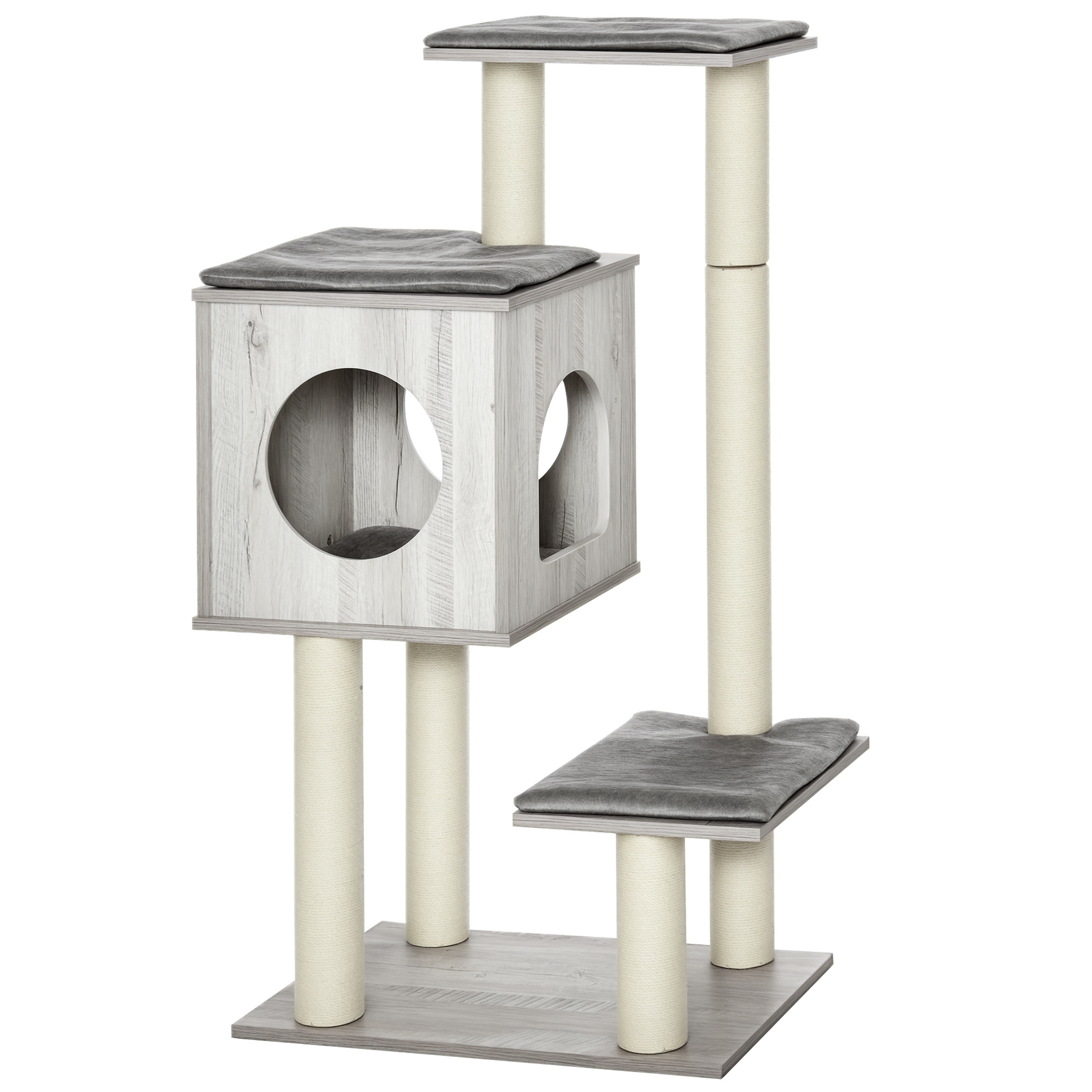 Cat Tree For Indoor Large Cats 113cm Kitten Tower Condo Jute Scratching Post — image 3