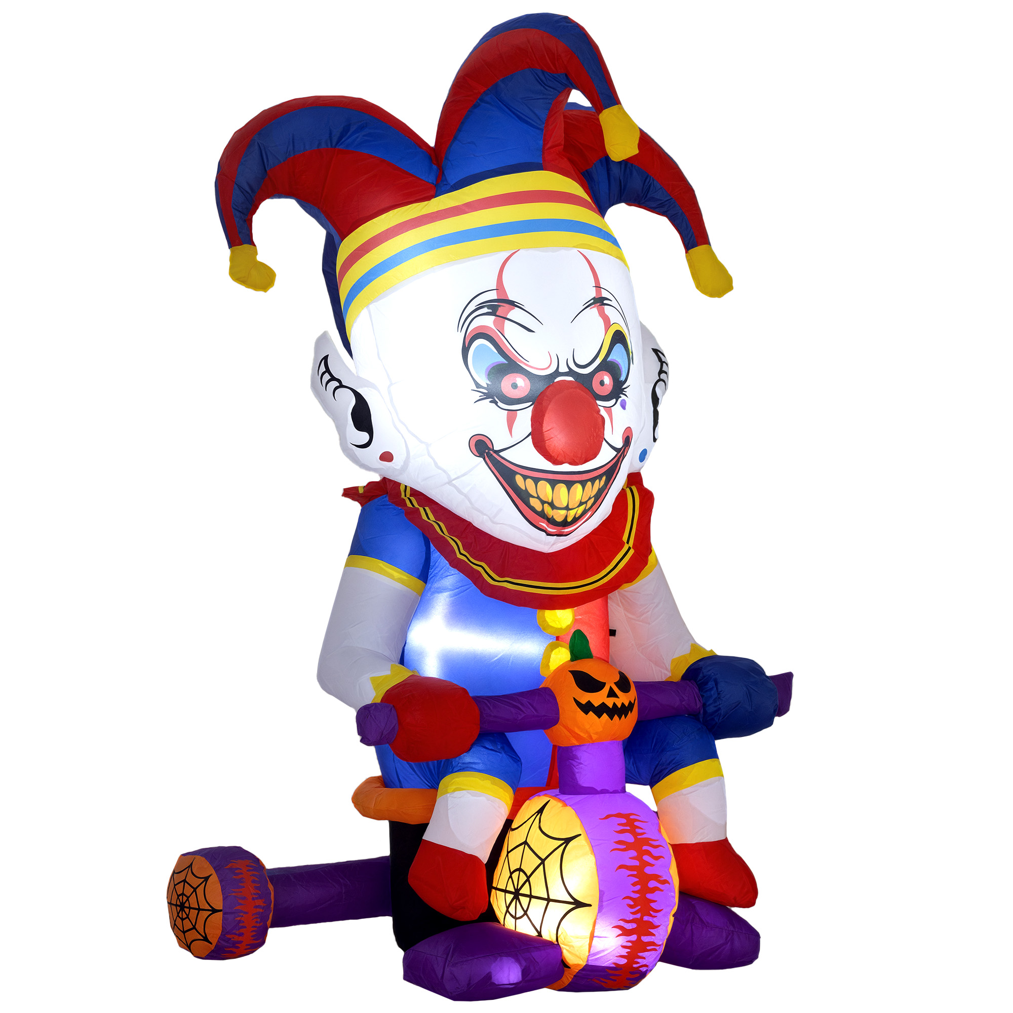4ft Halloween Inflatable Clown On Bicycle,Blow Up Outdoor