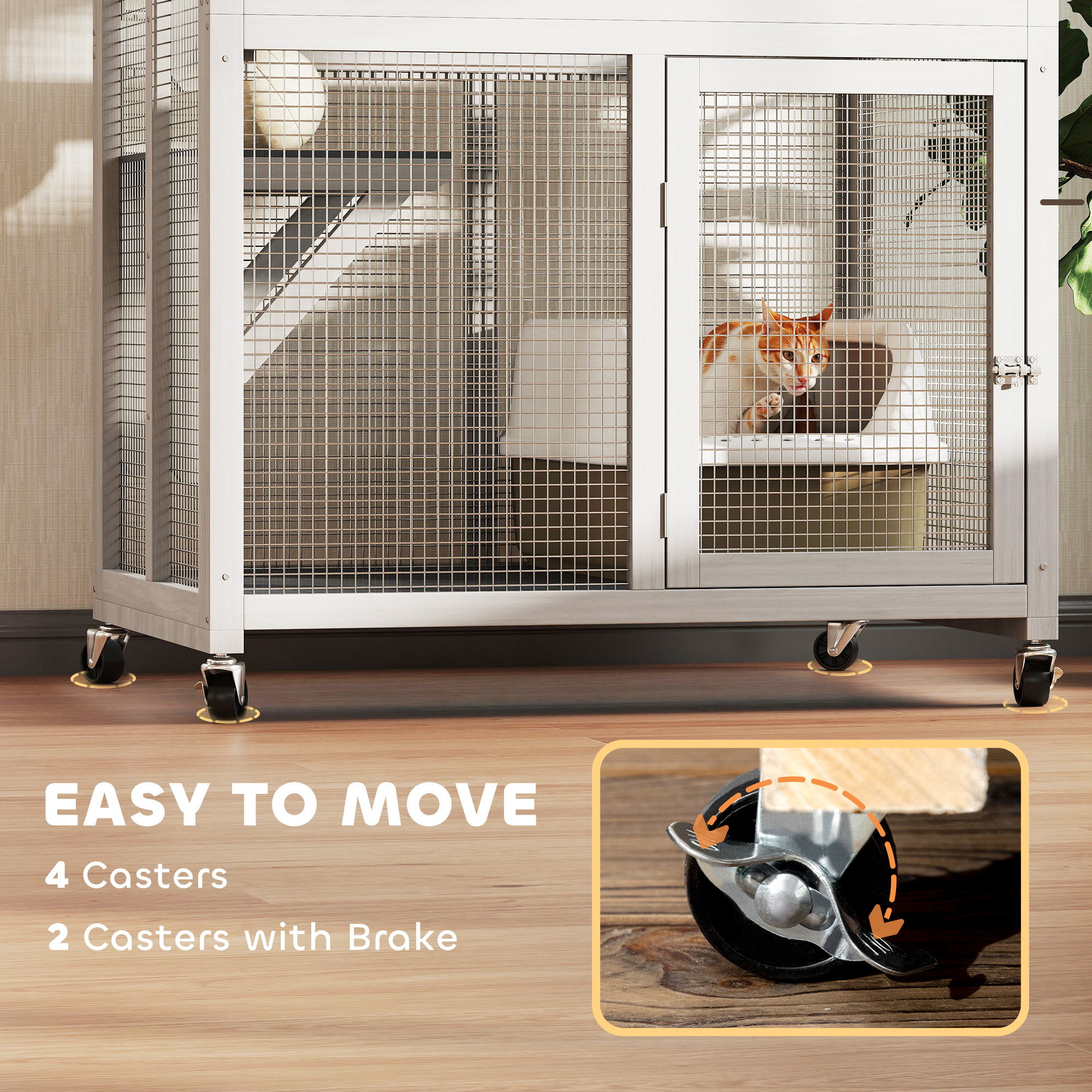 Wooden Catio Cat Outdoor Enclosure,Cat Cage With Waterproof Roof,Platforms,for — image 2