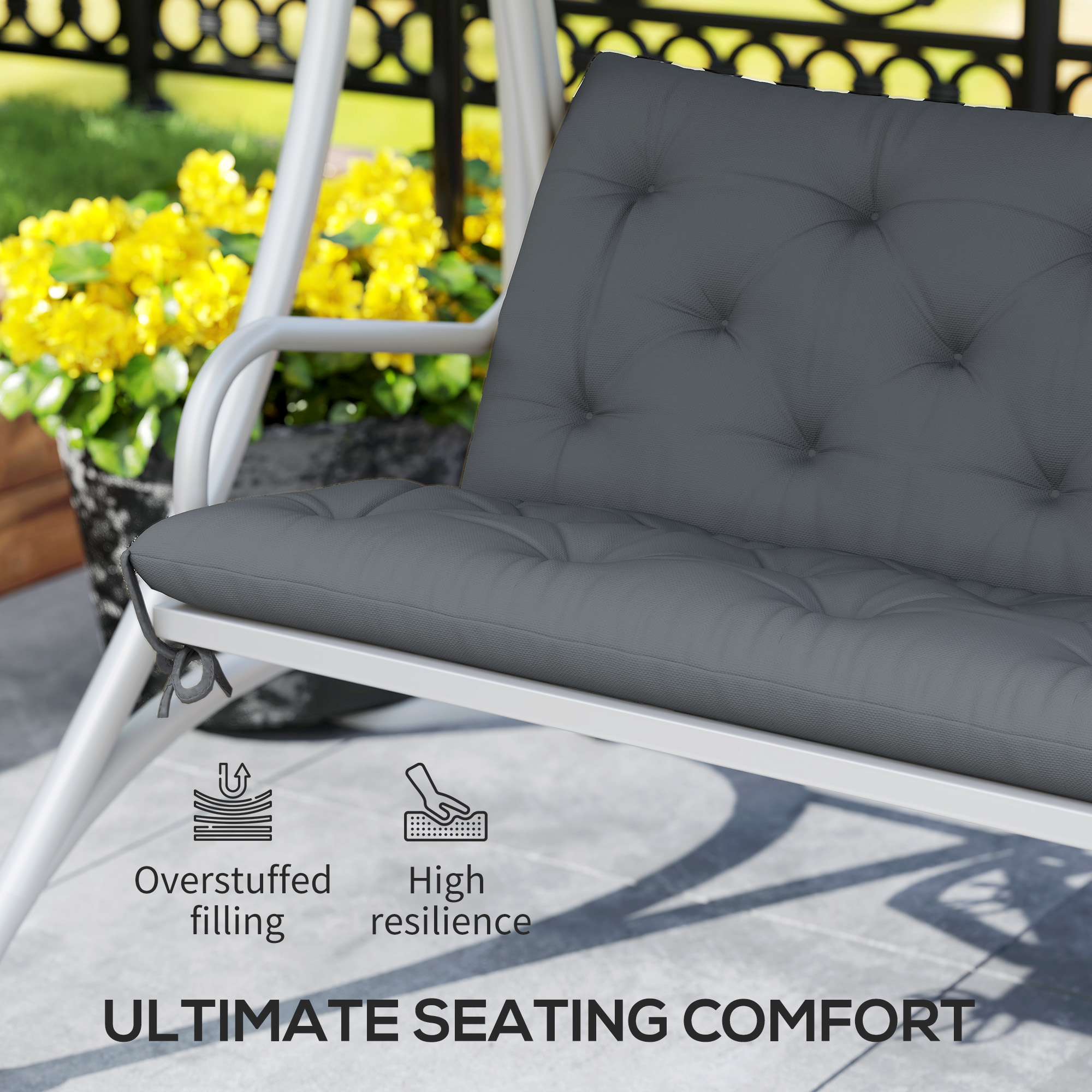 3 Seater Bench Cushion,Garden Chair Cushion With Back And Ties For Indoor — image 2