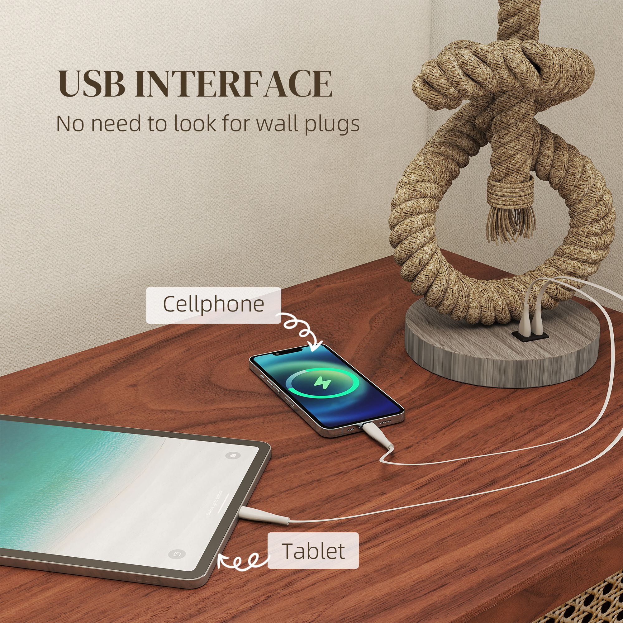 Nautical LED Table Lamp With USB Charging Port,Bedside Desk For Bedroom,Living — image 3