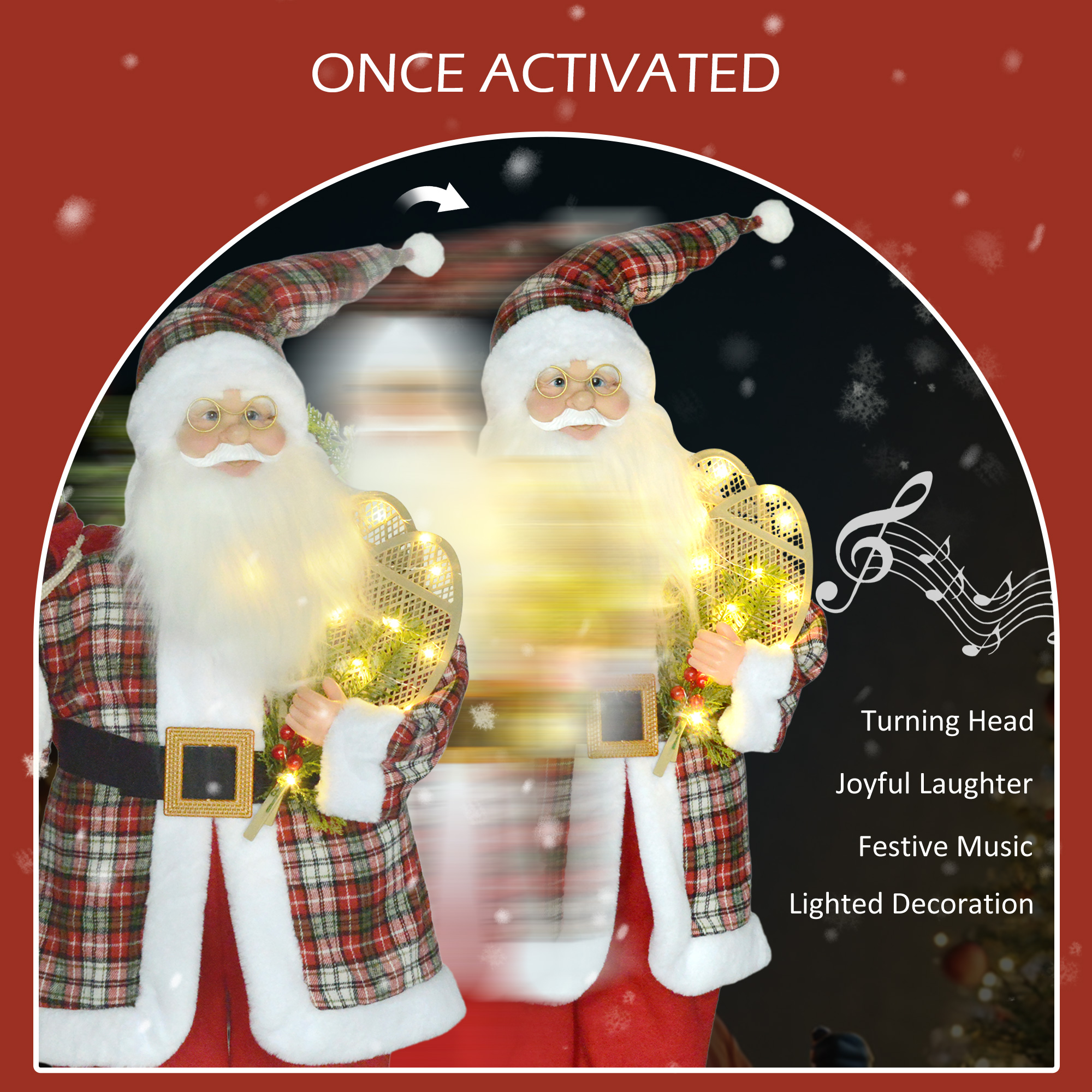 120cm Animated Santa Claus Figure,with Sound