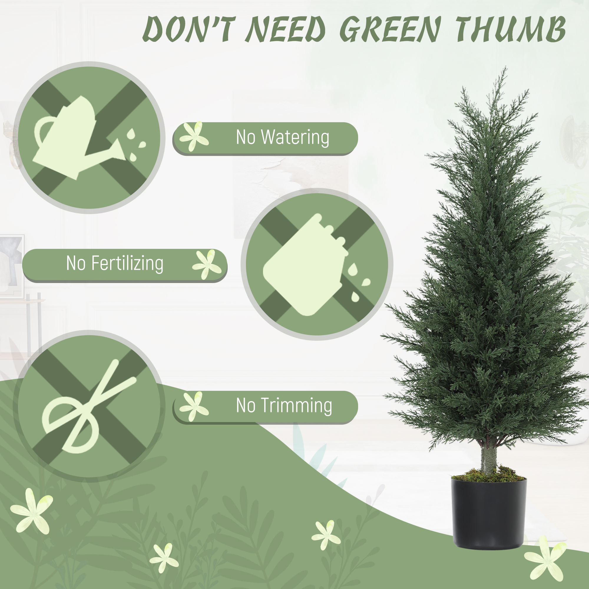 Artificial Plants Outdoor,90 Cm Fake Cypress Tree With Plastic — image 5