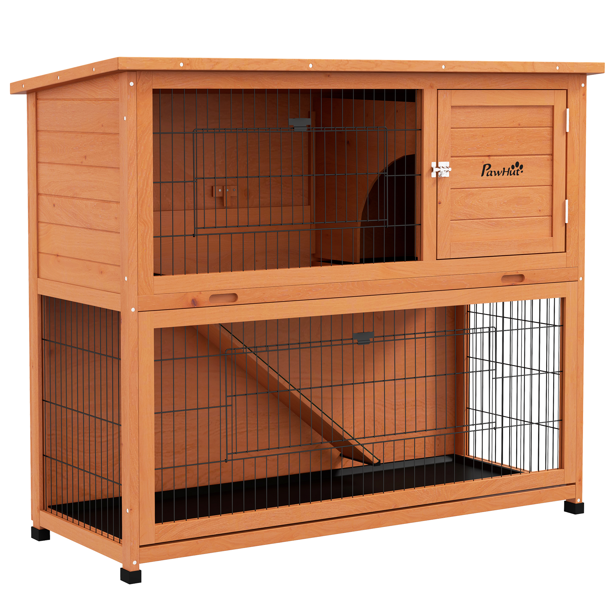 Two-Tier Antiseptic Wood Rabbit Hutch,102cm Guinea Pig