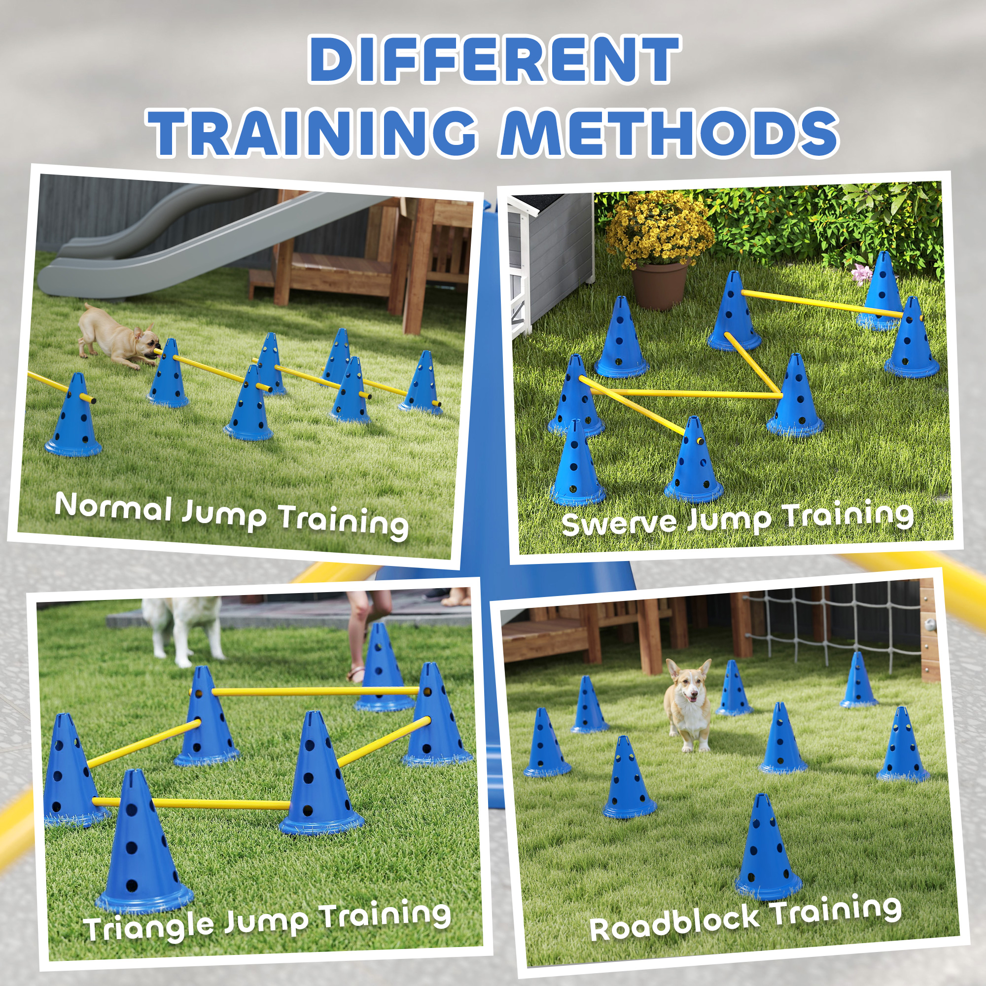 Dog Agility Equipment Set Of Eight Cones,Eight Poles W/ Carry Bag,Four-Piece — image 3