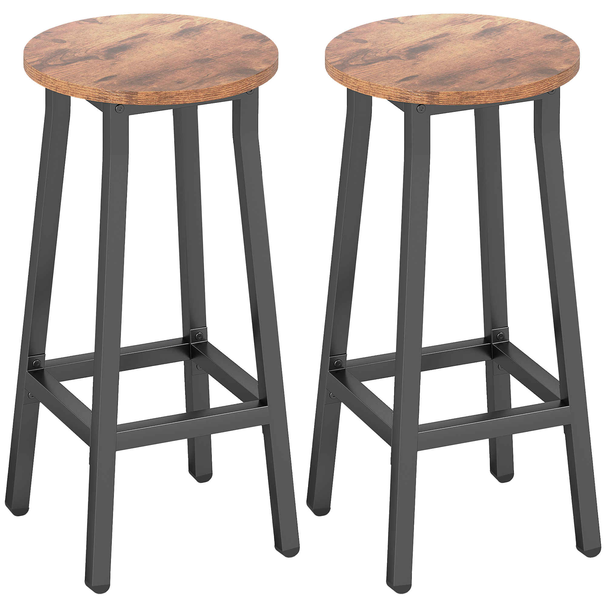 Bar Stools Set Of 2 Breakfast With Footrest,Industrial Round,32 X 32 X 65 — image 5