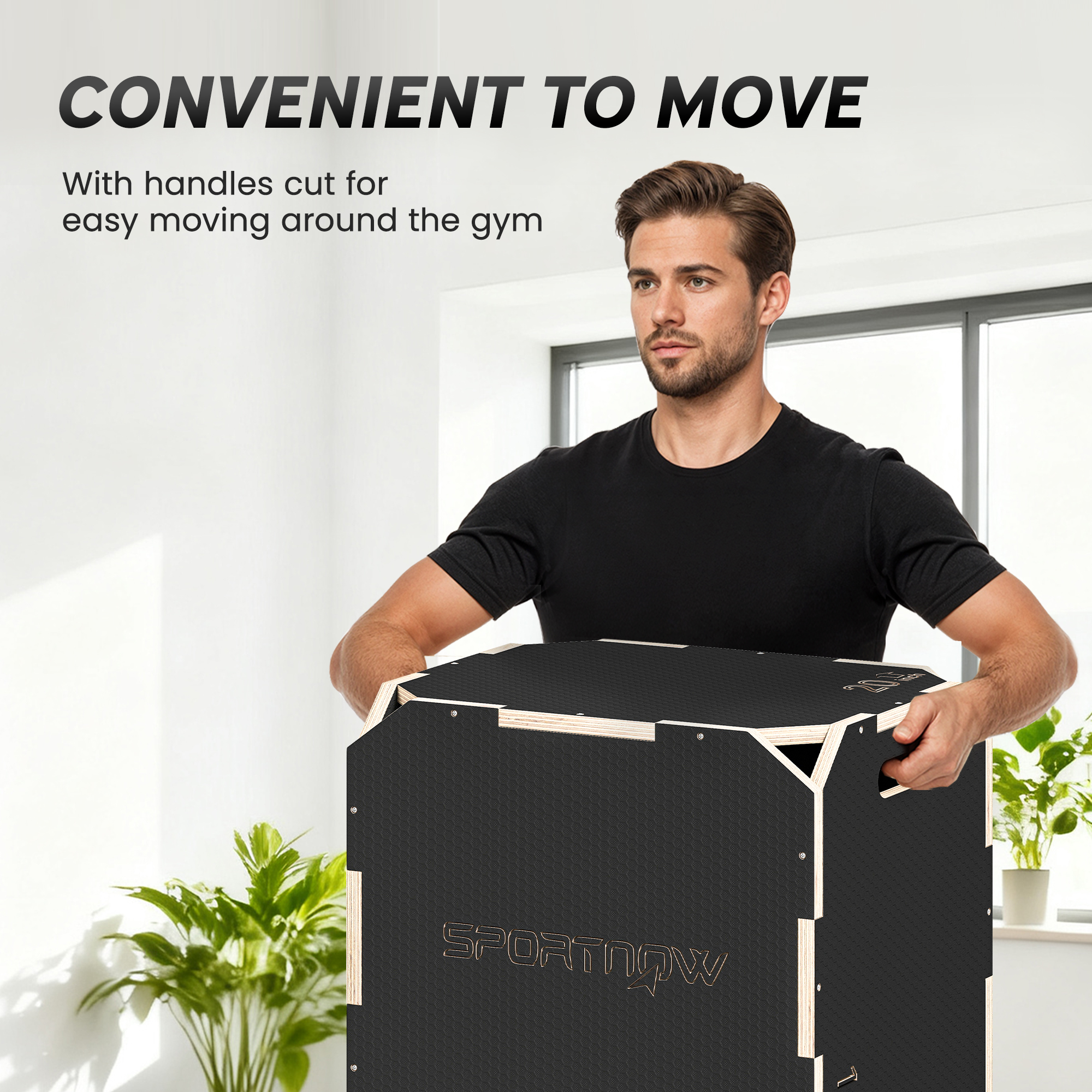Non-Slip Plyo Box,Corner-free Wooden Jump Box,41 X 51 X 48