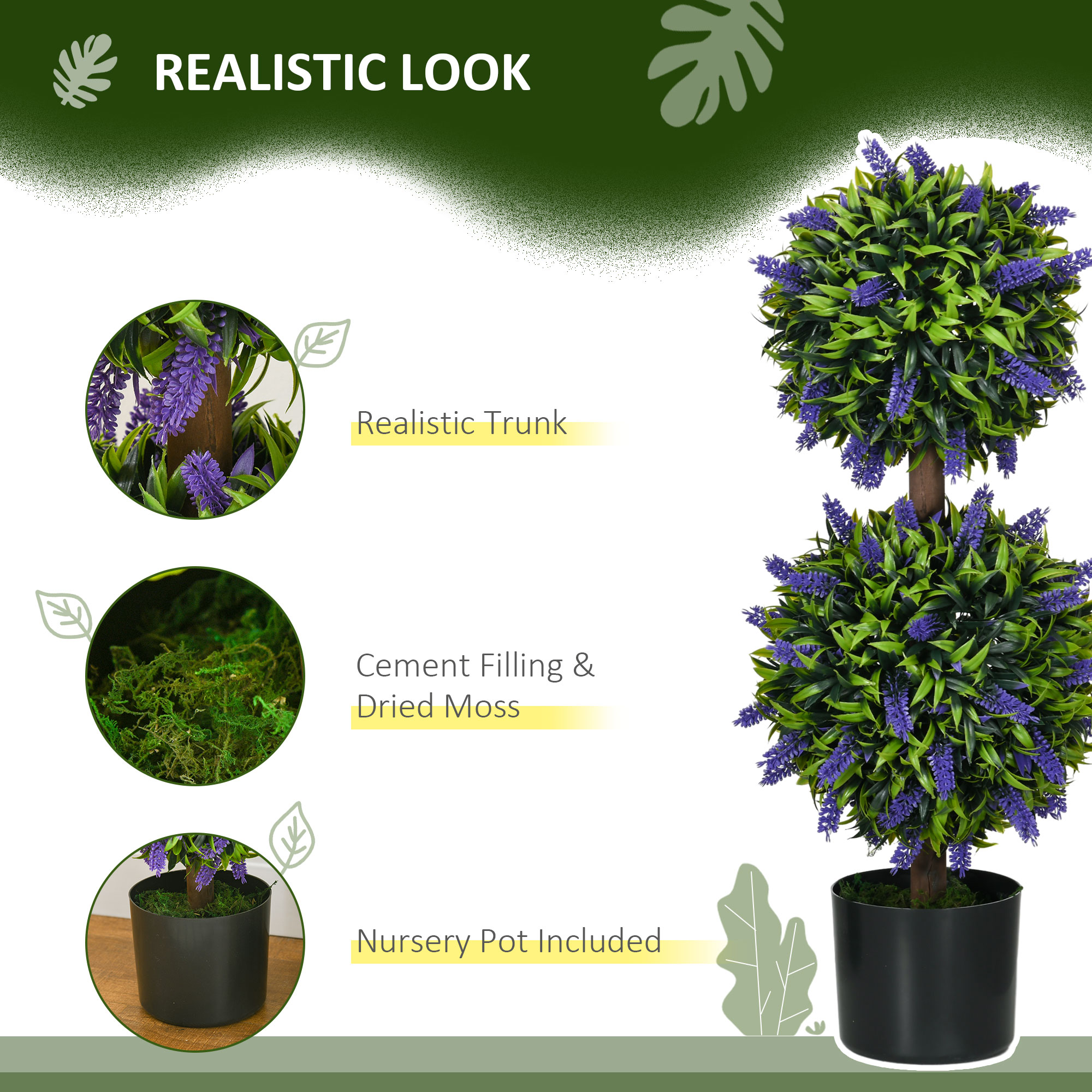 Set Of 2 Artificial Plants,Lavender Flowers Ball Trees With Pot,for Home Indoor — image 4