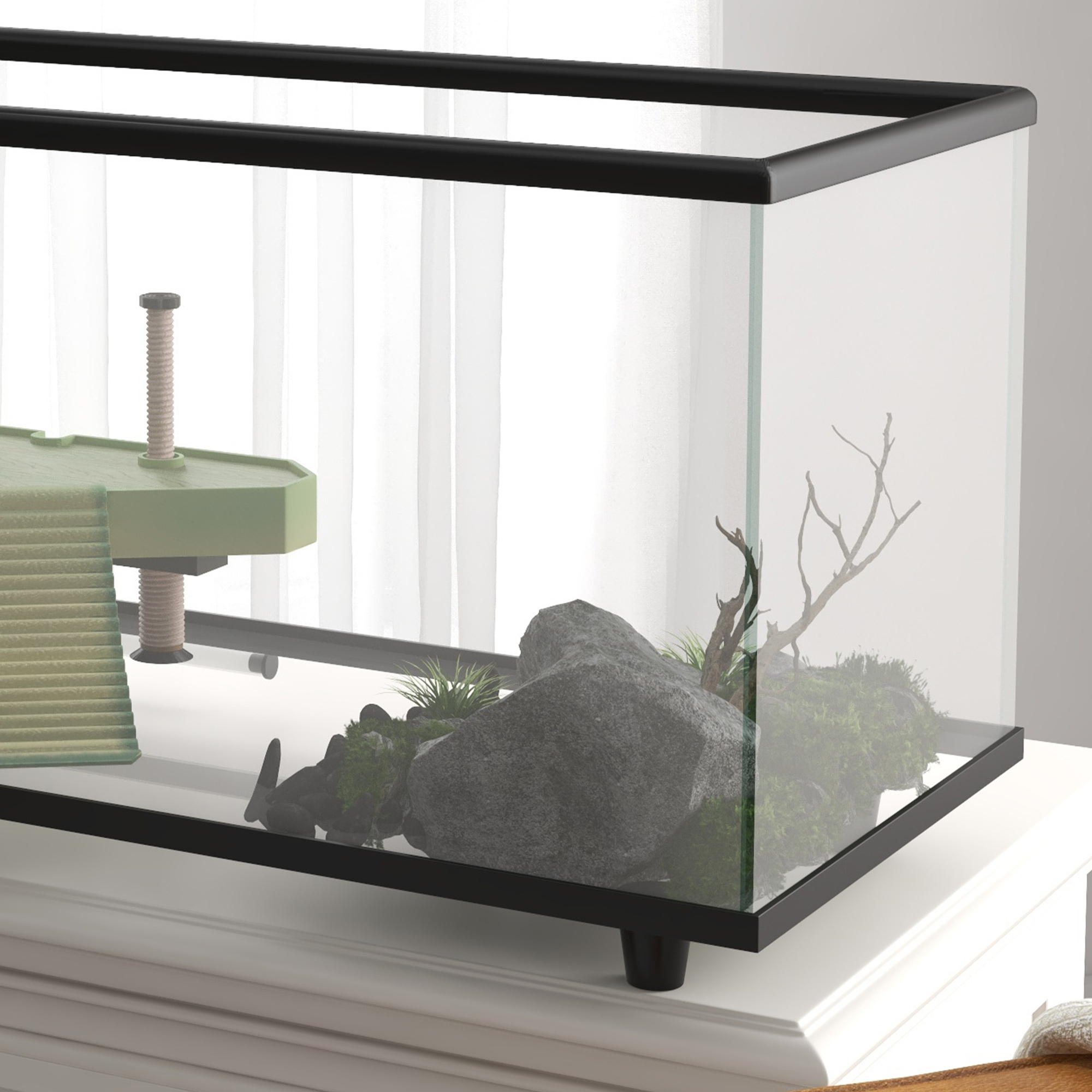50l glass turtle tank aquarium with basking platform,easy