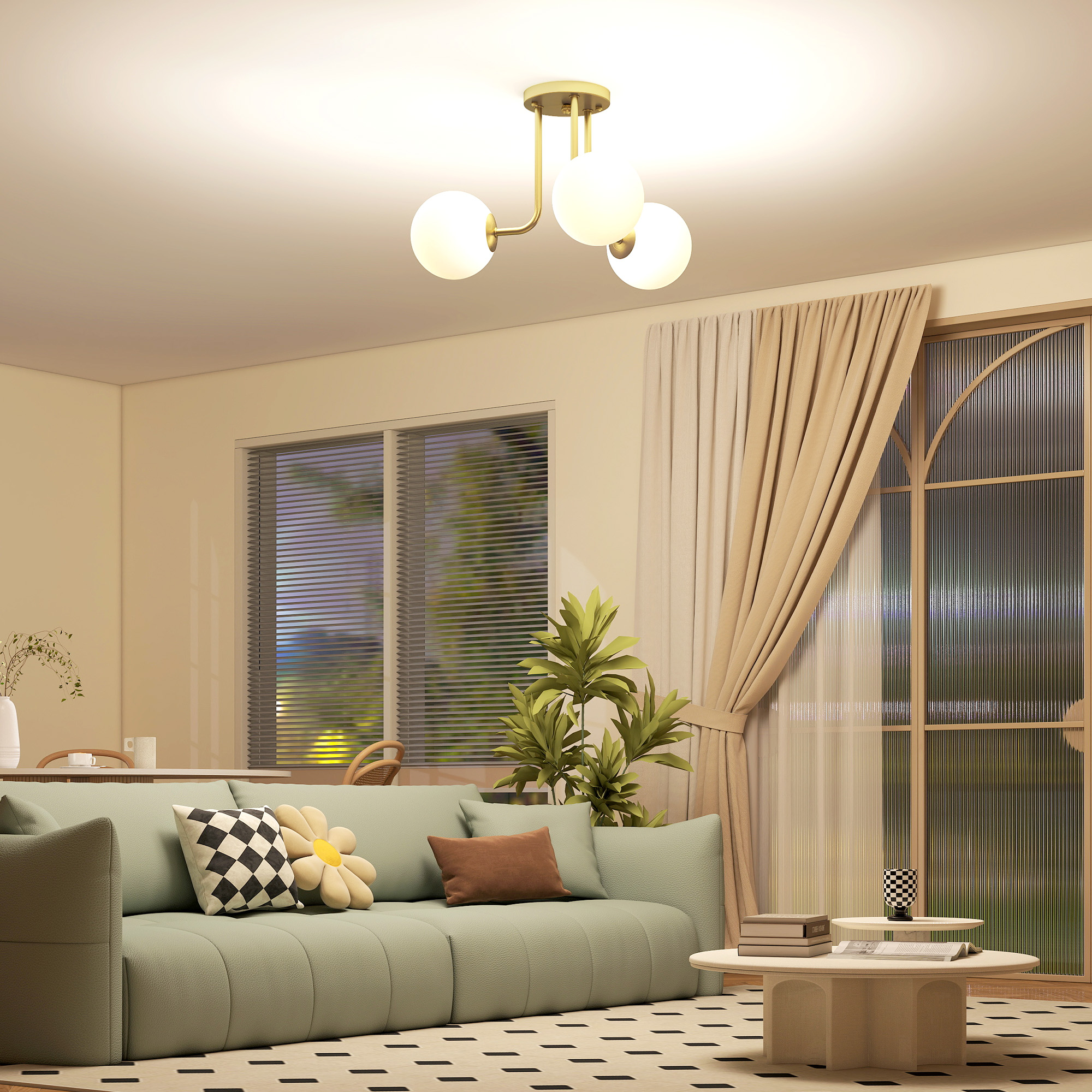 LED Ceiling Light With Globe Shades,Modern 3-Light G9 Sockets For Living — image 4