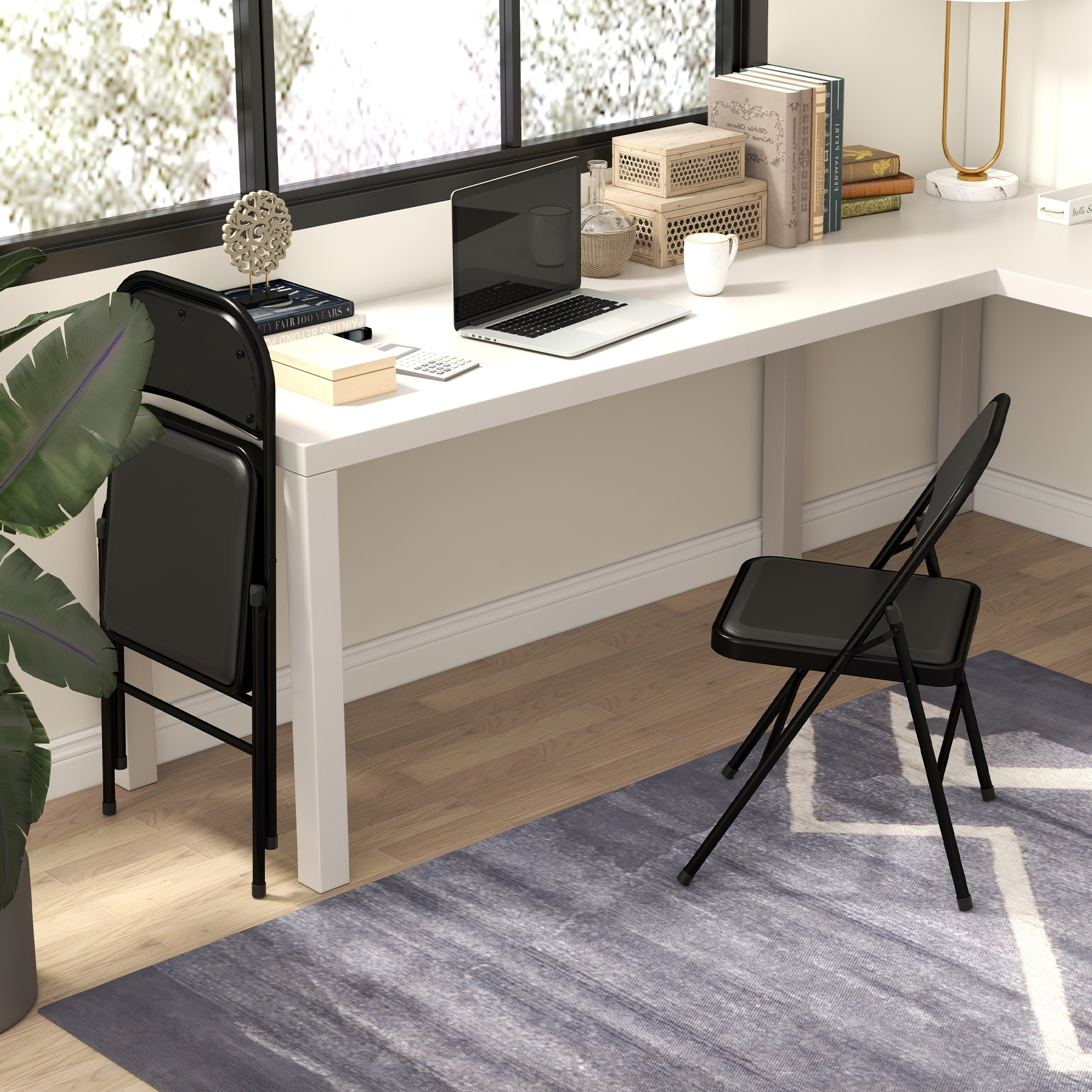 Set Of Two Cushioned Folding Chairs-Black — image 5