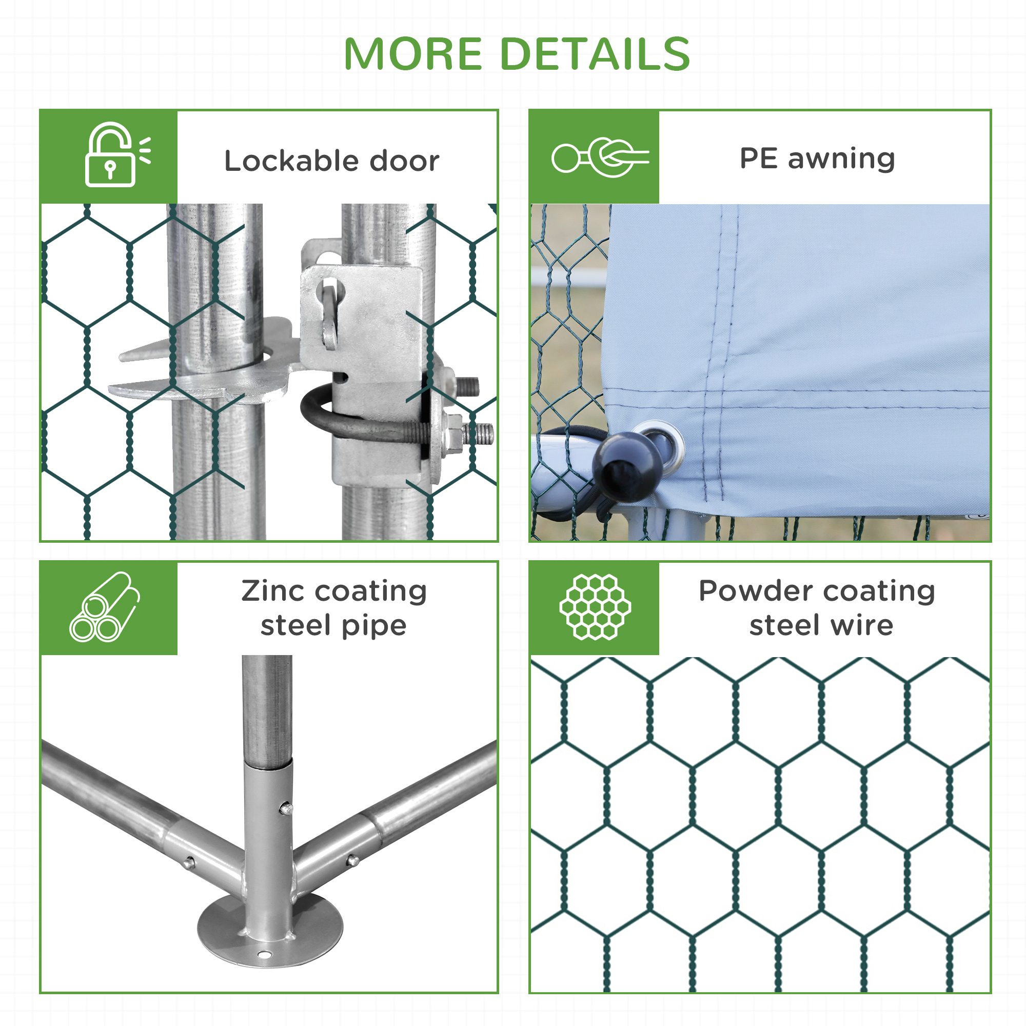 Chicken Run Galvanised Walk-in Coop Hen Poultry House Cage Rabbit Hutch Pet — image 3