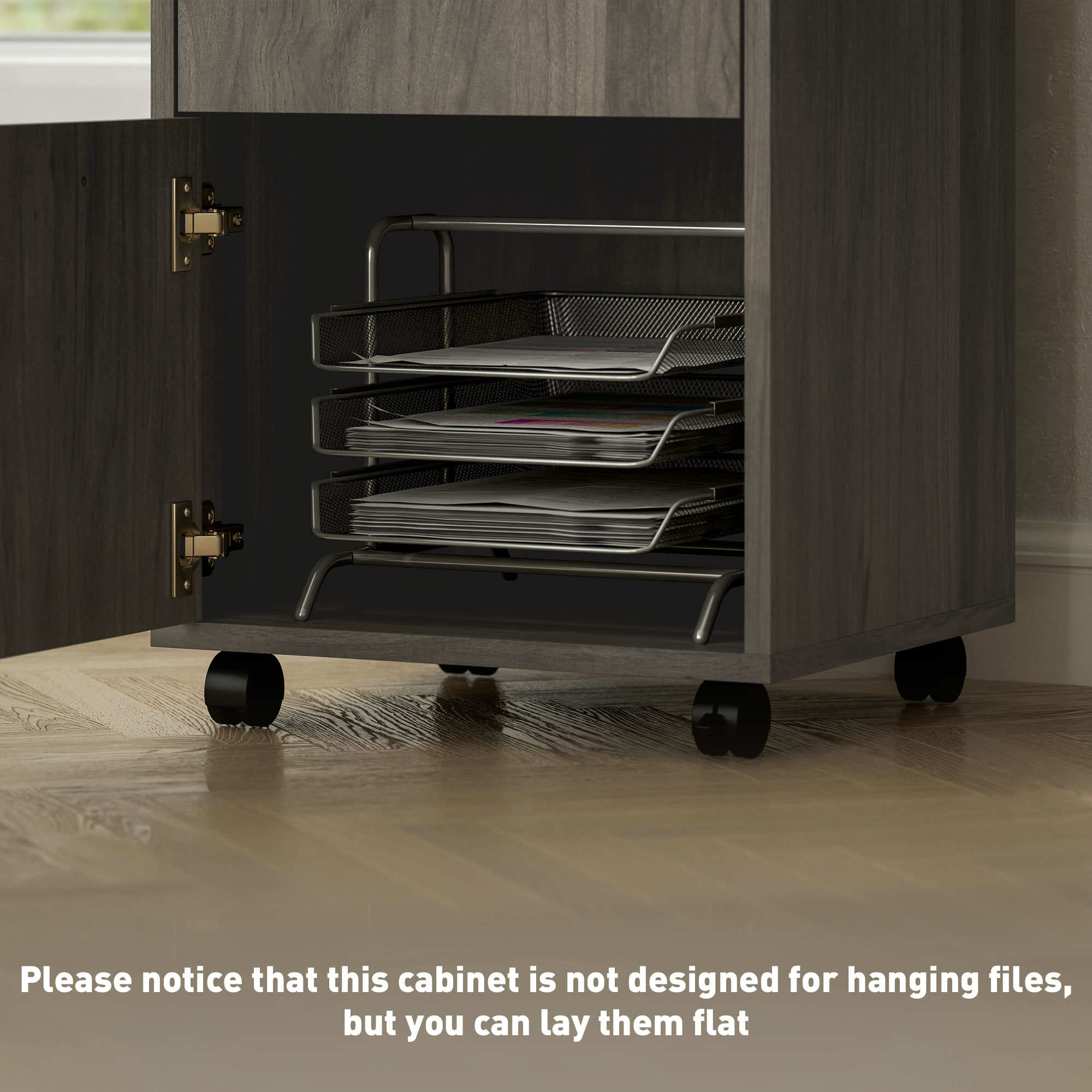 Filing Cabinet,Mobile File Cabinet With 2 Drawers,Office Home Organiser On — image 4