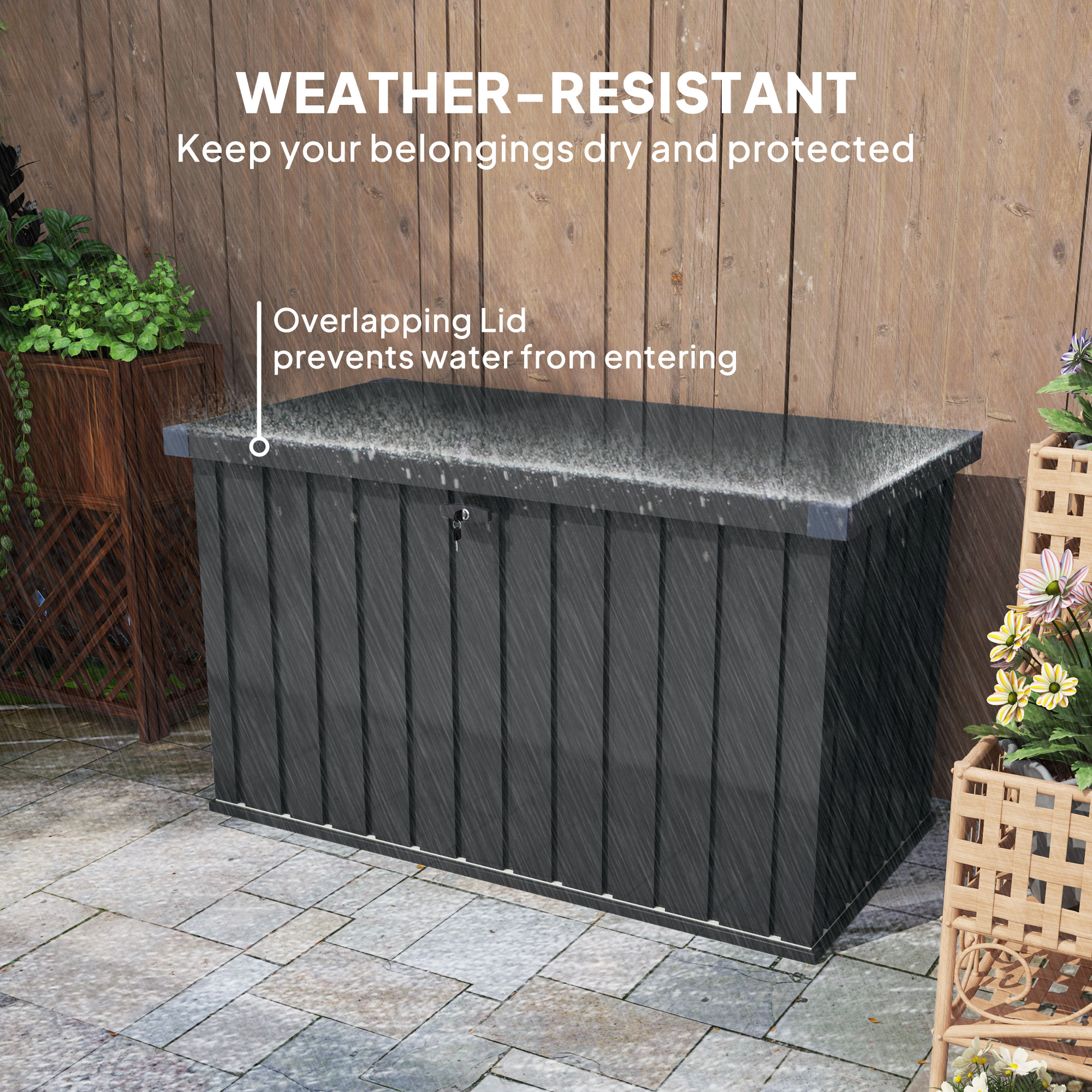 400l galvanised steel garden storage box