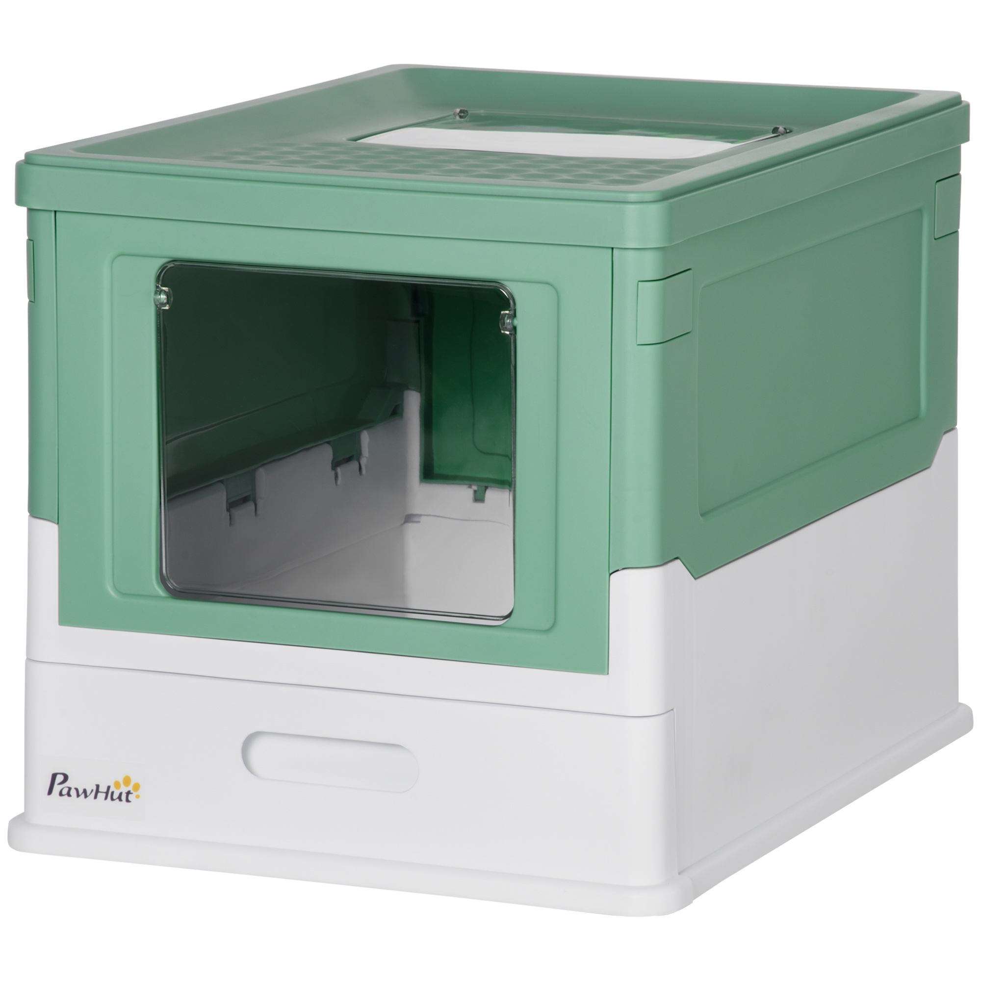 Hooded Cat Litter Box,Portable Pet Toilet,with Scoop,Front Entry-Green — image 3