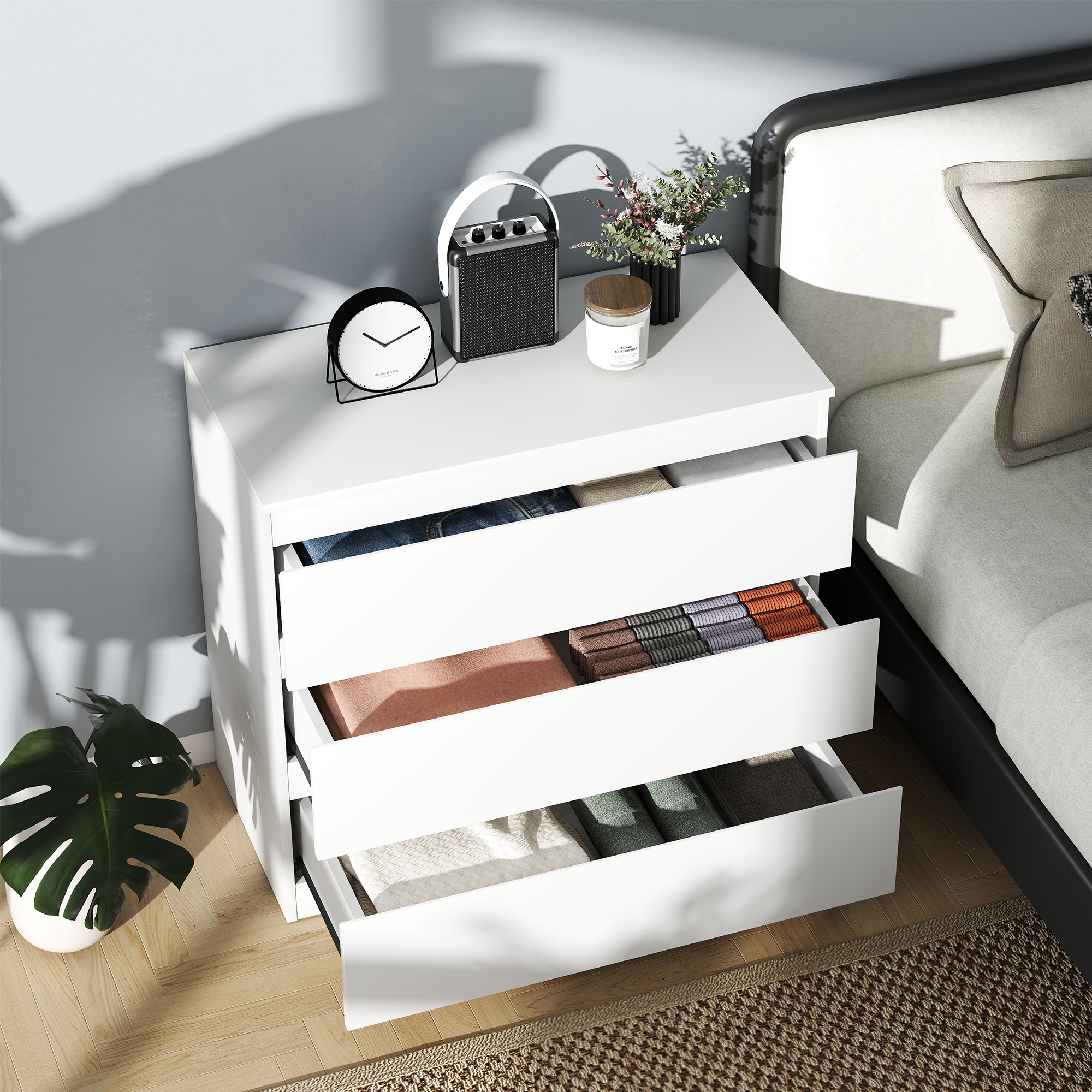 Chest Of Three Drawers-White — image 4