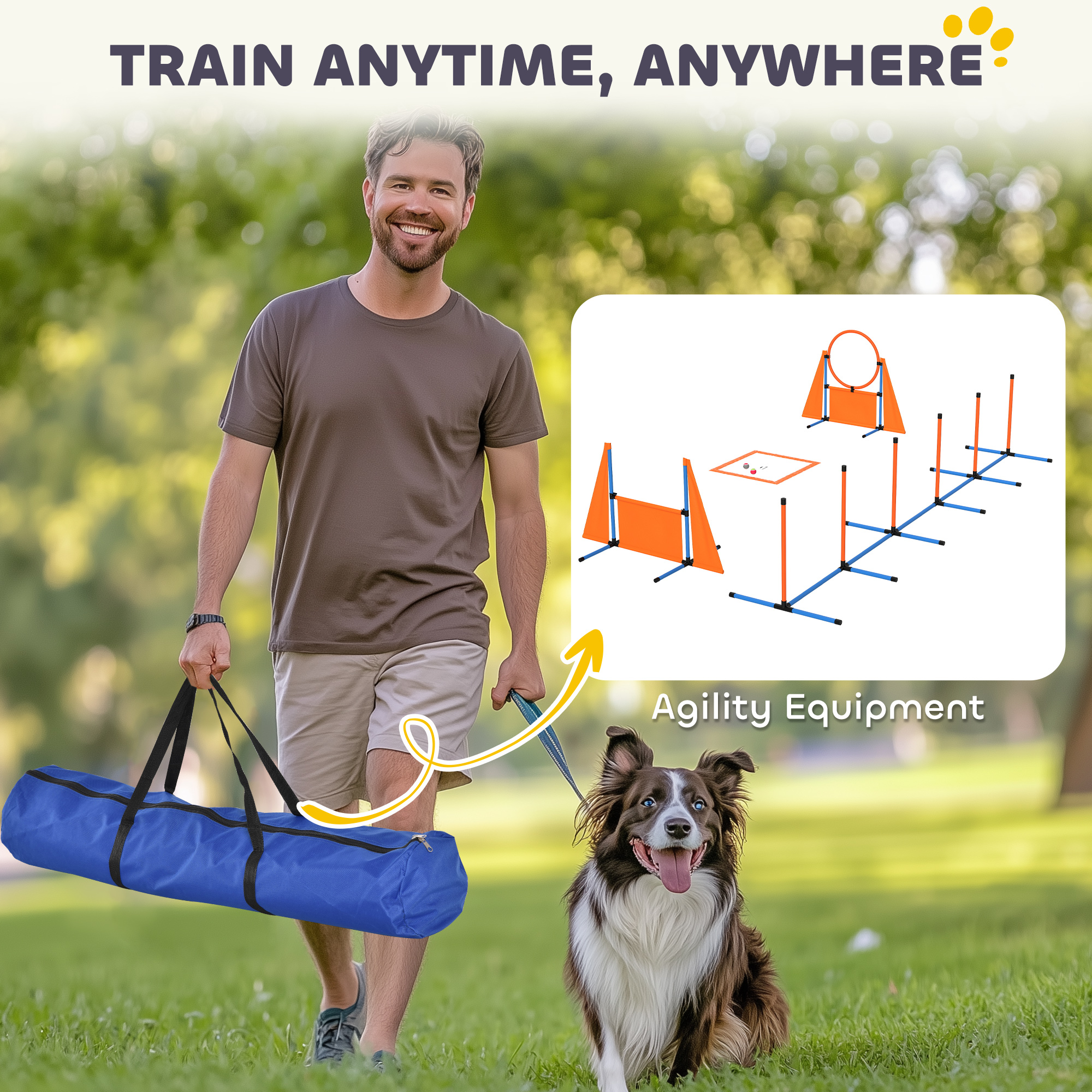 6-Piece Dog Agility Equipment Set With Weave Poles,Jump Ring,Hurdle,Pause