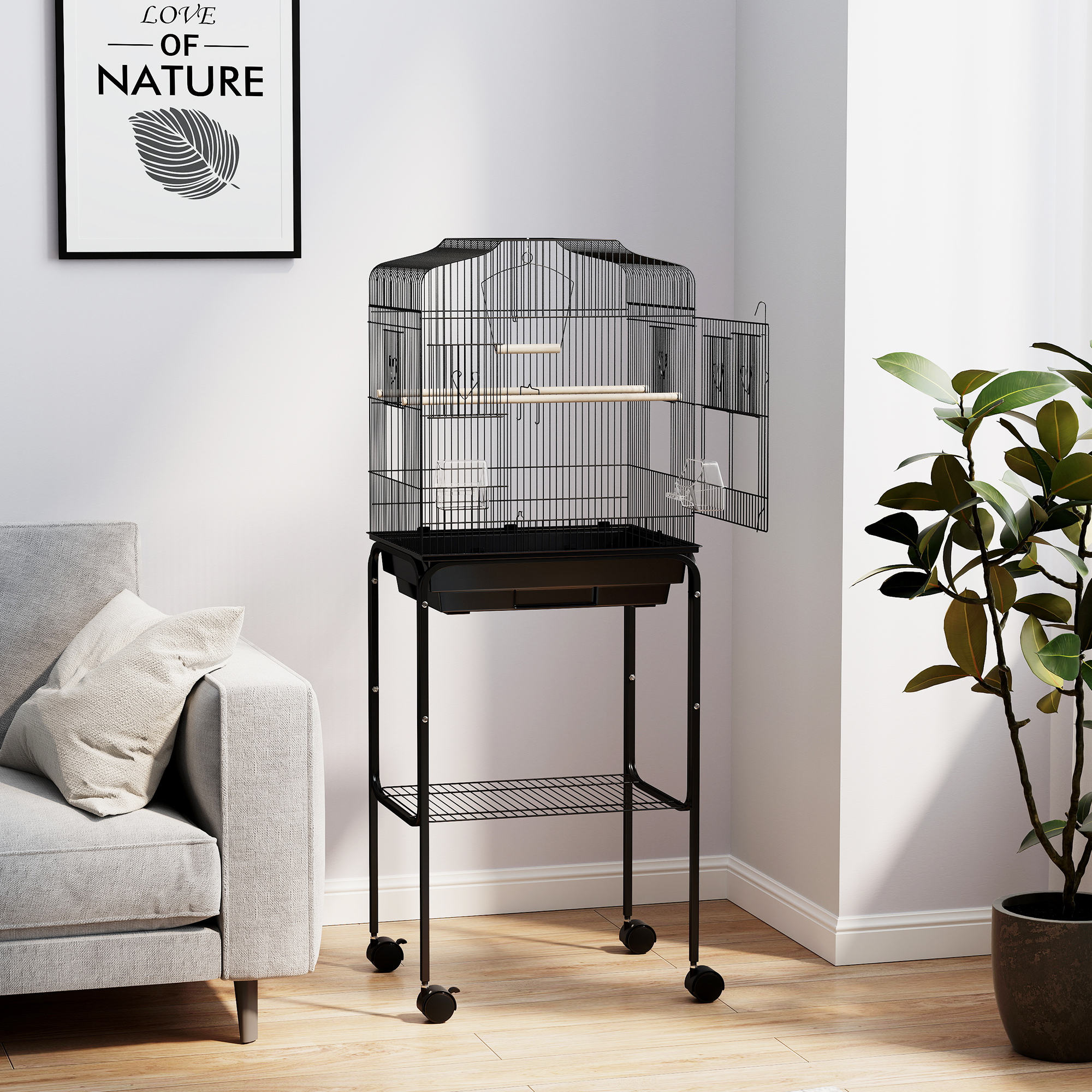 Bird Cage Budgie Cages For Finch Canary Parakeet With Stand Wheels Slide-out — image 2