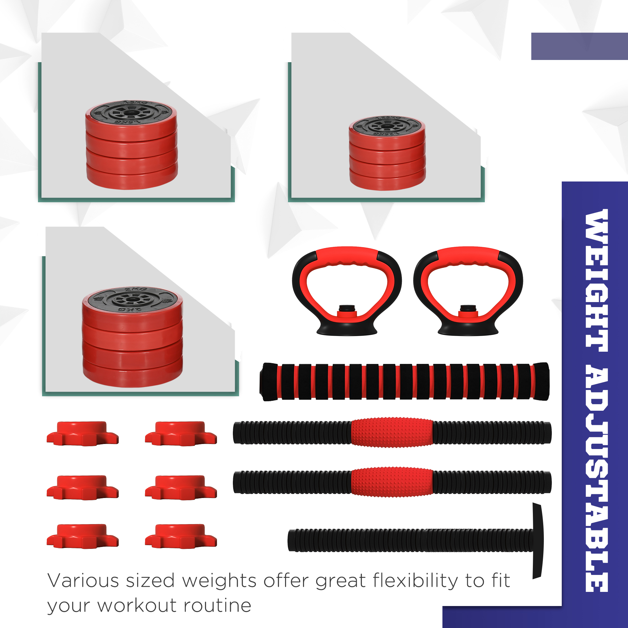 20kg 6-In-One Adjustable Weight Dumbbells Set,Barbell,Kettlebell,Push Up — image 4